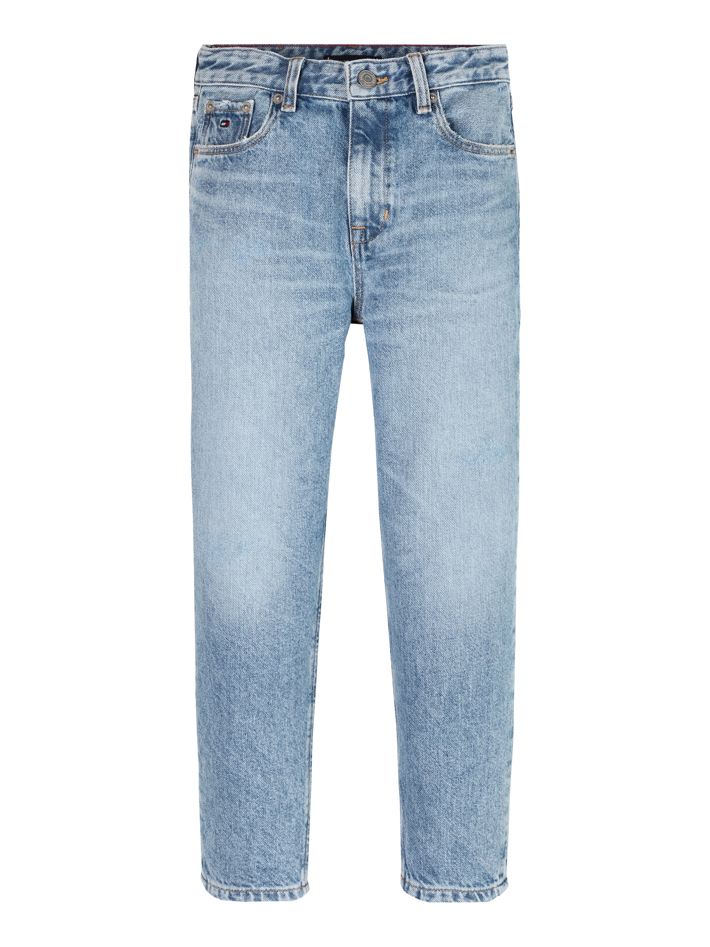 Tommy Hilfiger Straight-Jeans »ARCHIVE BARREL FIT MIDBLUE JEANS«, in hellblauer Waschung, mit Logo-Badge