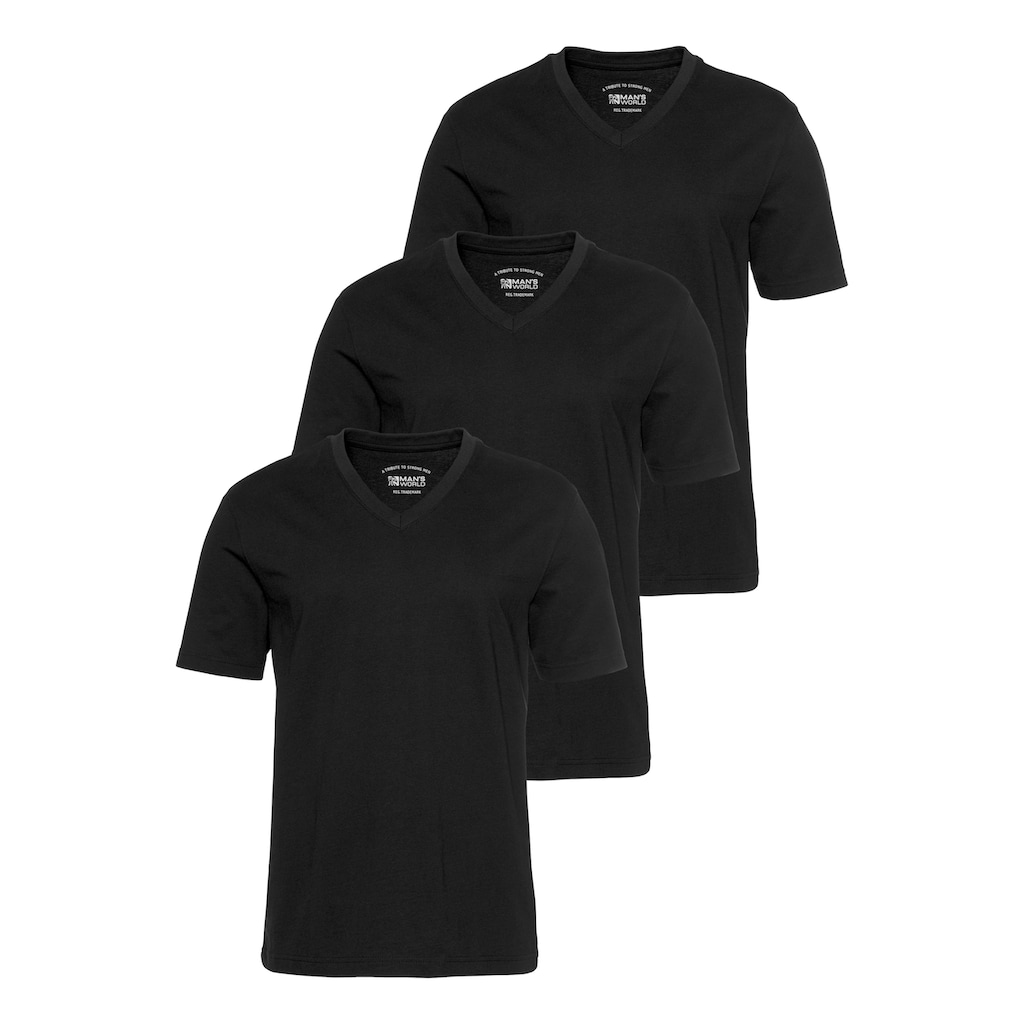 Man's World V-Shirt, (Packung, 3 tlg., 3er-Pack), perfekt als Unterzieh T-shirt