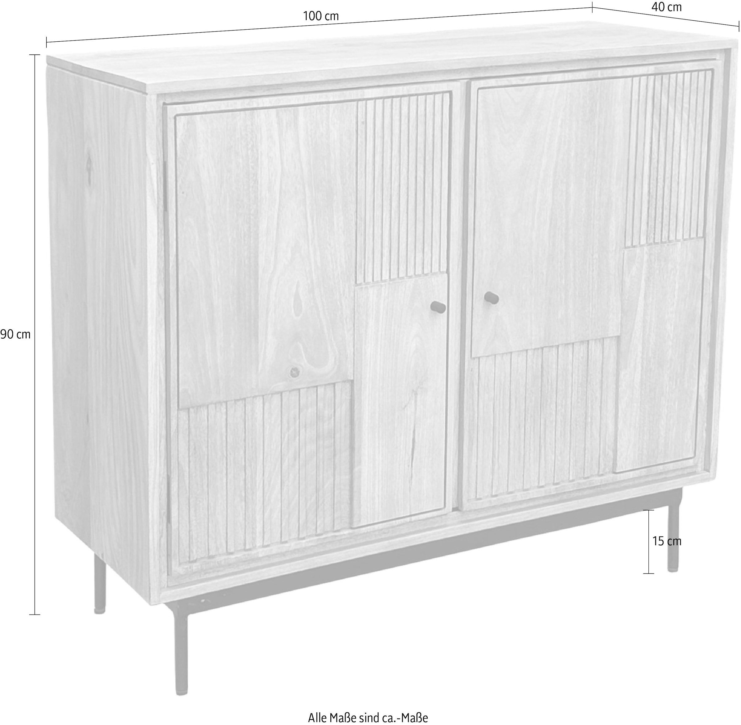 SIT Kommode »Schrank Retro – Lamellen‑Front & kunstvolle Schnitzereien, massiv« 1 Stk. tlg.