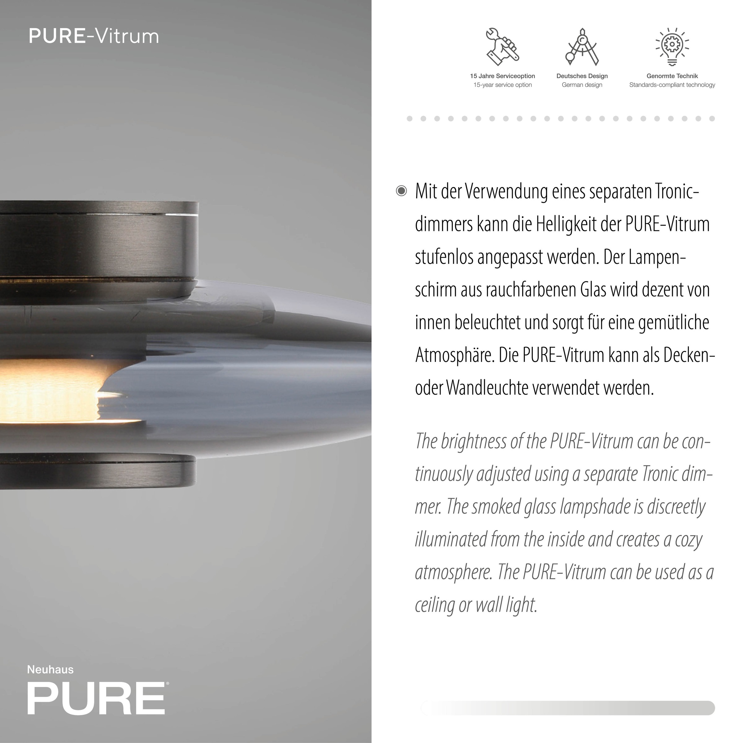 Neuhaus PURE LED Deckenleuchte »PURE Vitrum« LED-Board 1 Stk. Warmweiß Dimmfähig über separaten Dimmer, zeitloses Design