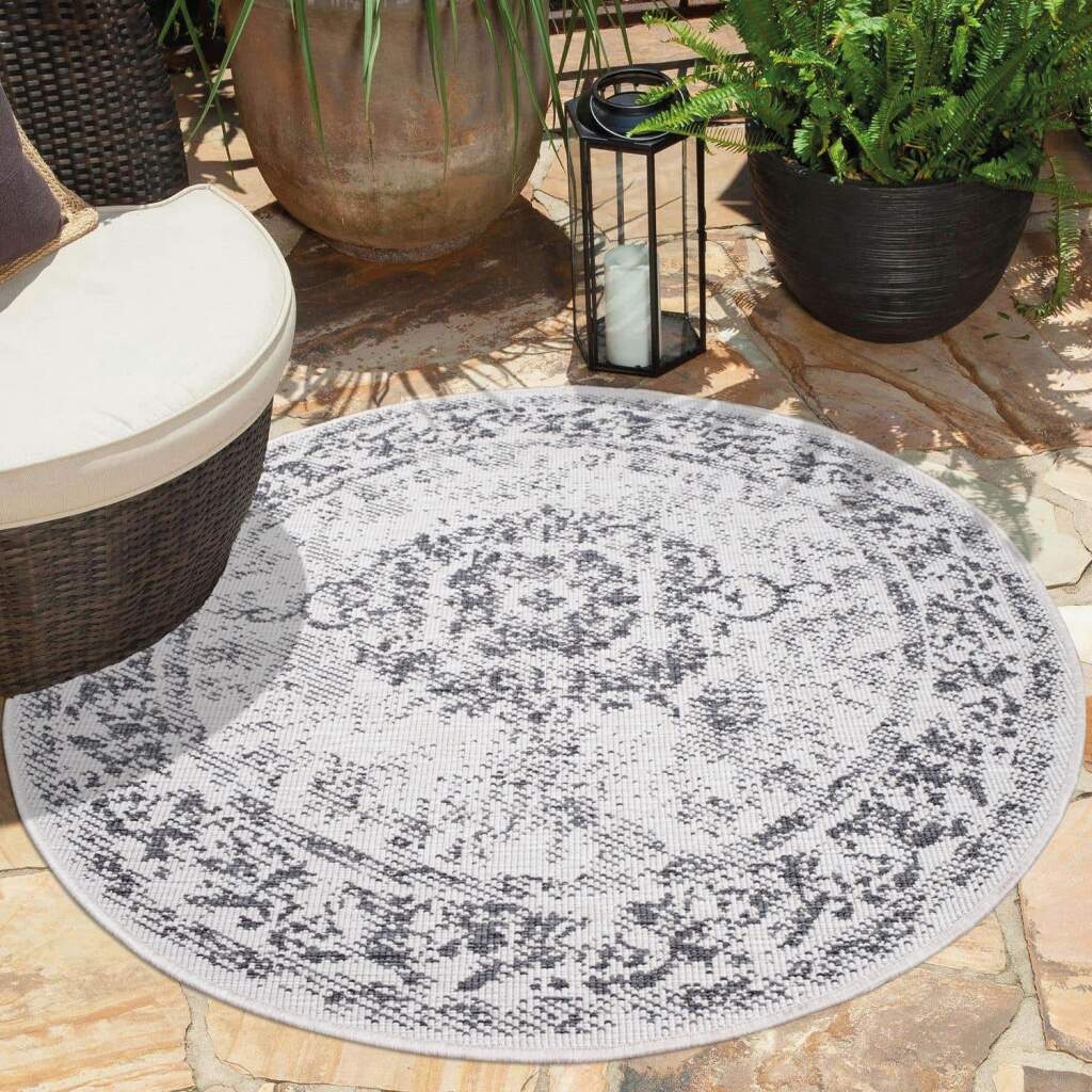 Carpet City Outdoorteppich »DUO RUG 5577«, rund, 5 mm Höhe, Wendeteppich Wetterfest In- & Outdoor, Balkon, Terrasse, Wohnzimmer