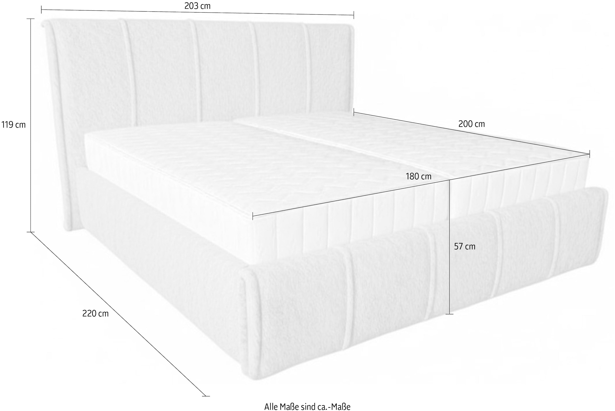 OTTO home Polsterbett »EVELLINA in der Größe 180x200 cm, mit Fellimitat bezogen« wahlweise mit Lattenrost und King-Matratze (28cm)