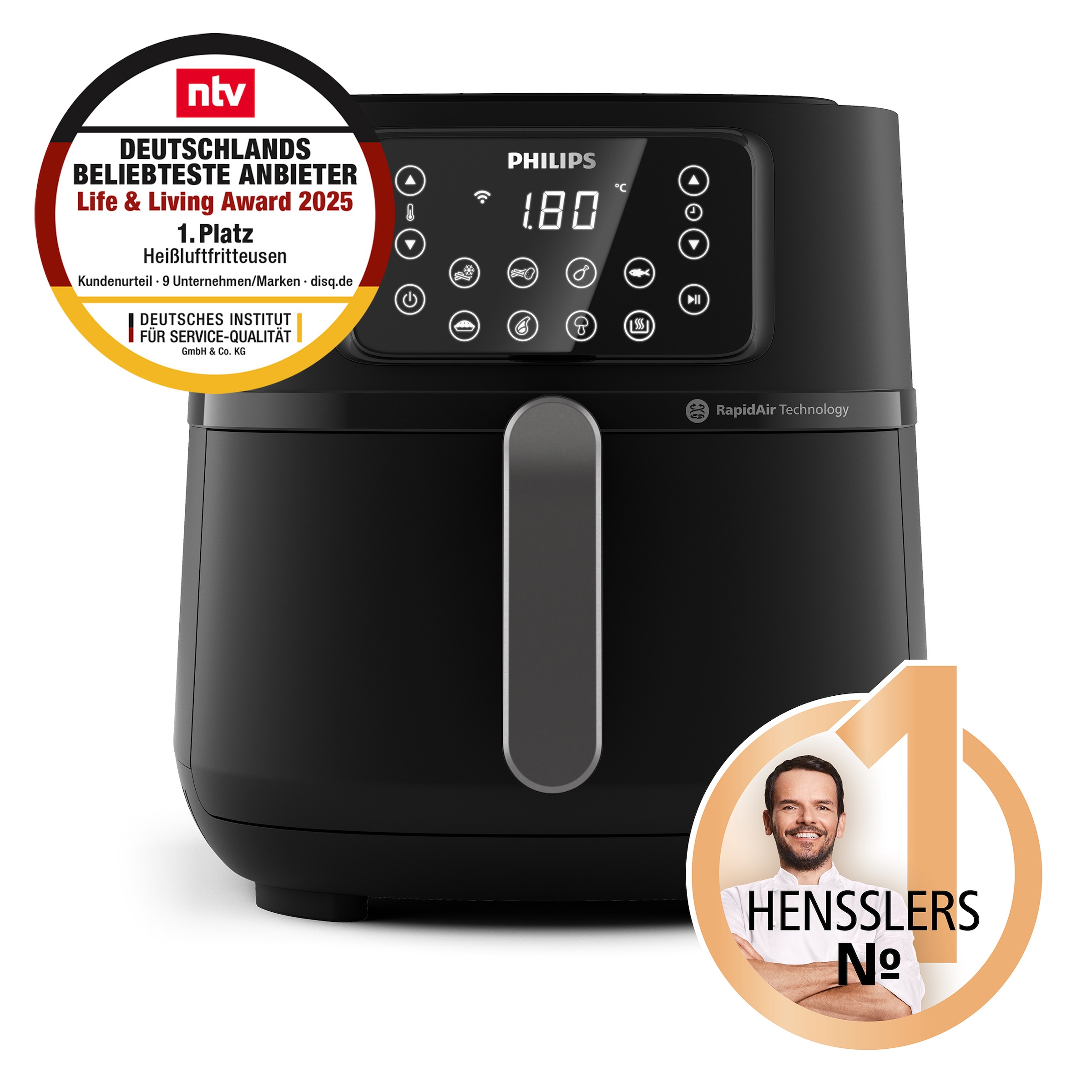 Philips Heißluftfritteuse »Airfryer XXL HD9285/90, 7,2 l«, 2000 W, mit 7 Voreinstellungen, WiFi Konnektivität und Warmhaltefunktion