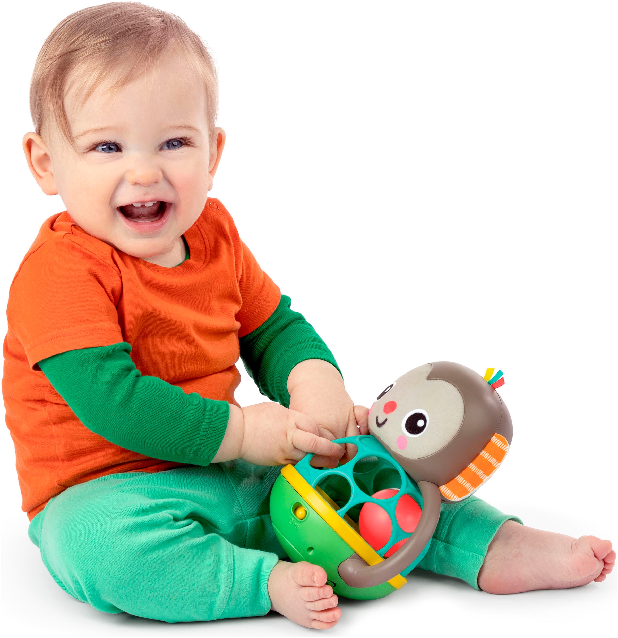 Bright Starts Greifspielzeug »Grab & Giggle Monkey™ Multi-Sensory Toy«, mit Sound