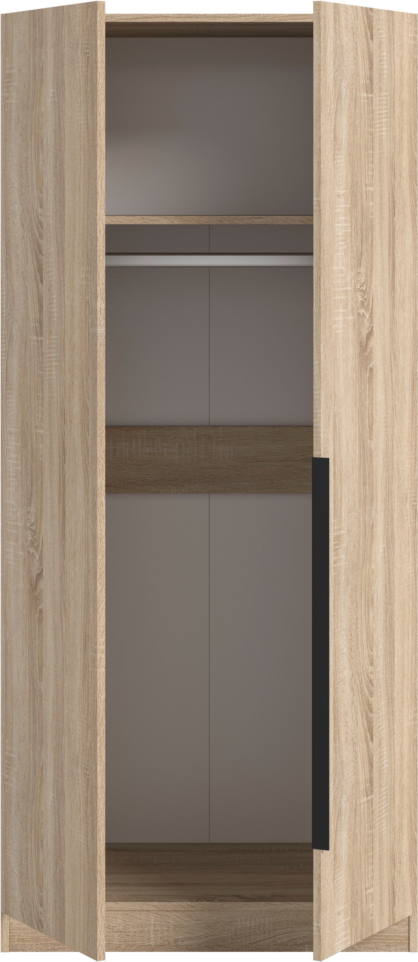 Home affaire Kleiderschrank »Skarde Schlafzimmerschrank, Garderobe, Schrank, Bestseller«, (Otto Bestseller Garderobe Schlafzimmerschrank), Breite: 80 cm, Sonoma Eiche NB, Kleiderstange