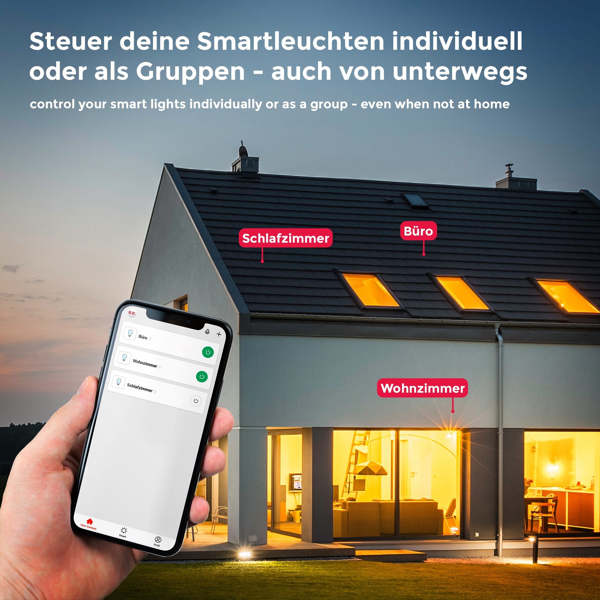 B.K.Licht LED-Leuchtmittel, GU10, 1 St., Warmweiß, Smart Home LED-Lampe, RGB, WiFi, App-Steuerung, dimmbar