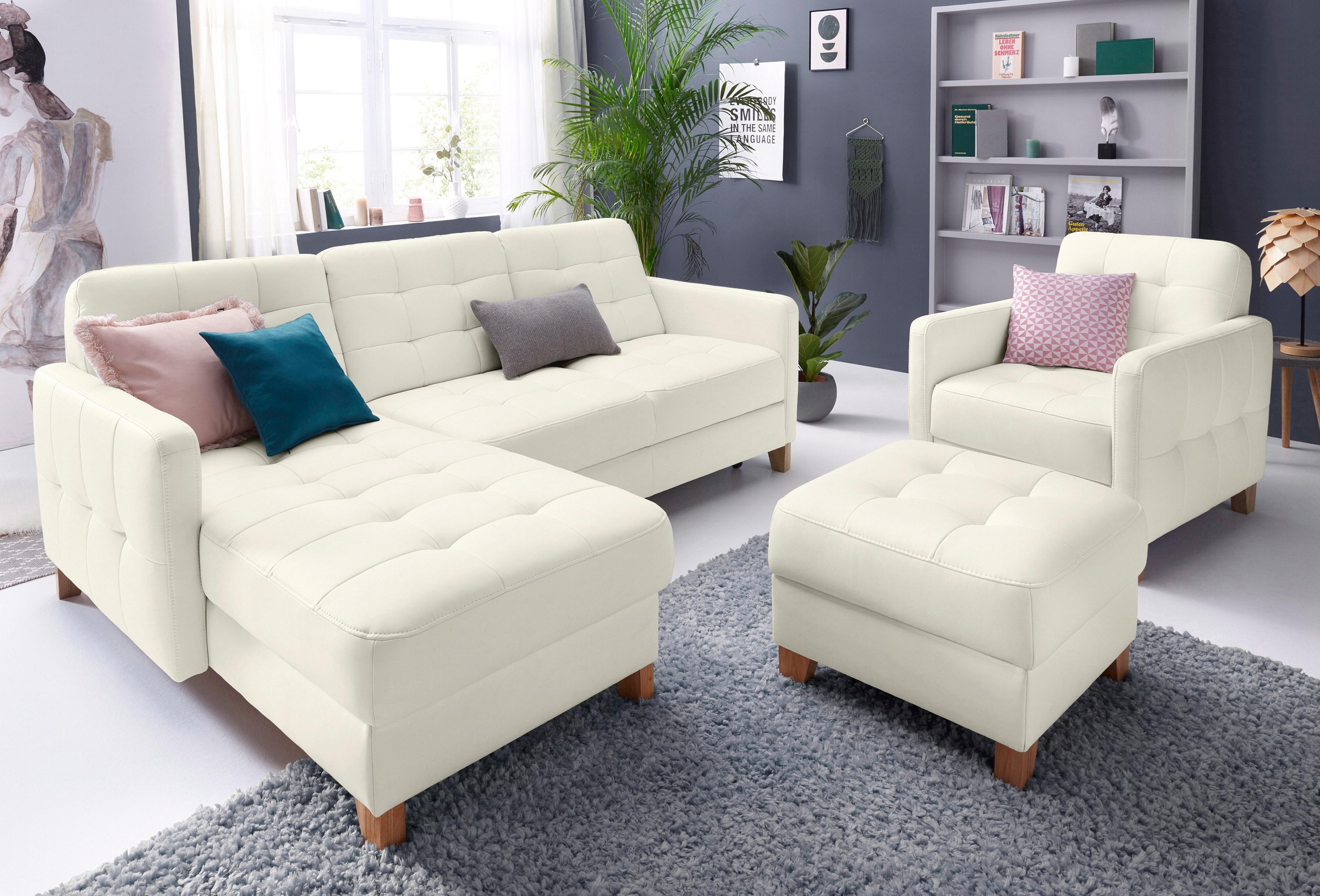 exxpo - sofa fashion Hocker »Elio bequemer Sitzkomfort und aufwendiger Detailverarbeitung«, mit Staufach unter der Sitzfläche