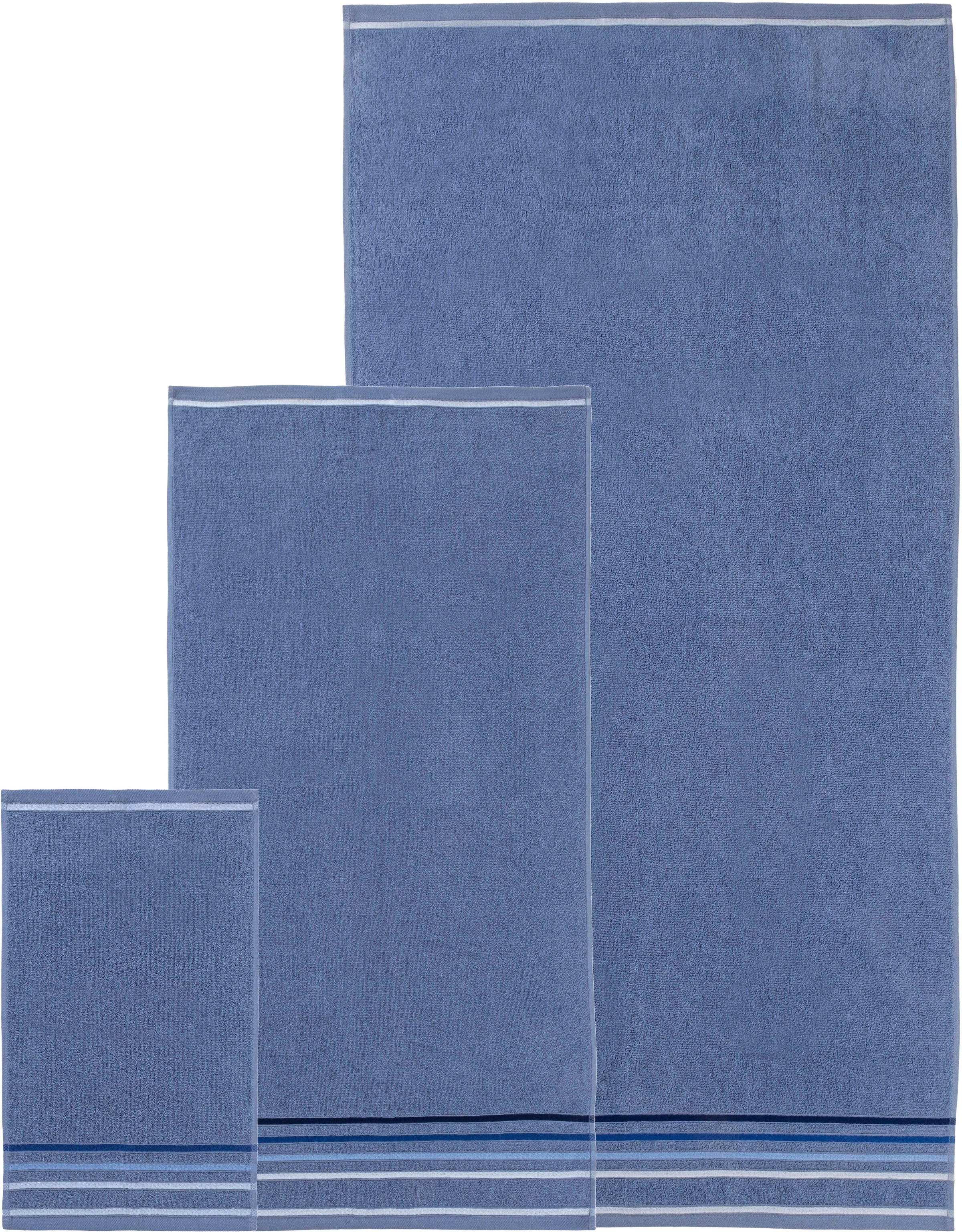 my home Handtuch Set »Niki, Duschtuch, Handtücher und Gästetücher« Set Walkfrottee Handtücher mit mehrfarbiger Streifenbordüre, weich, aus 100% Baumwolle