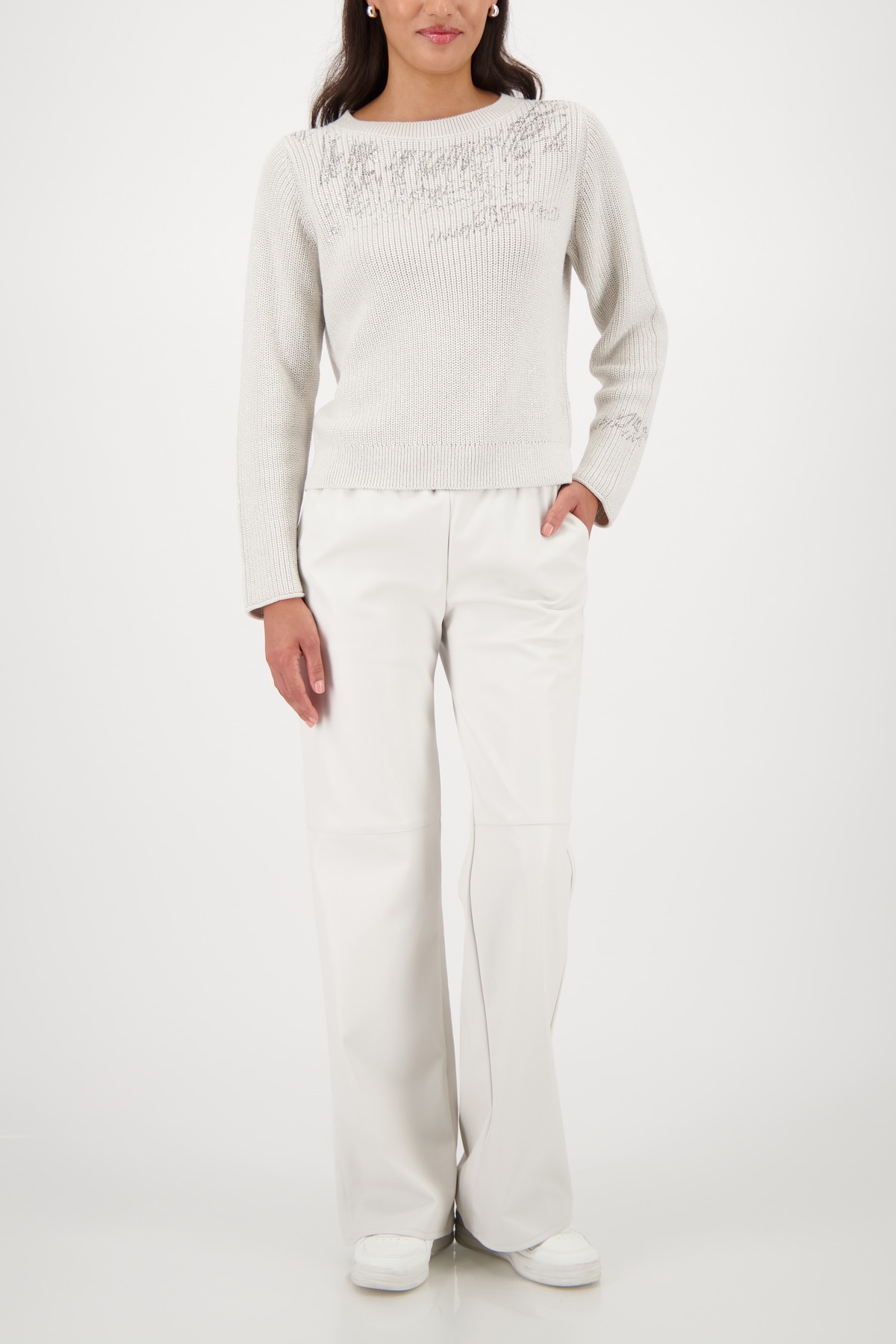 Monari Strickpullover »Pullover Schmuck + Lurex« Regular fit mit Rundhalsausschnitt