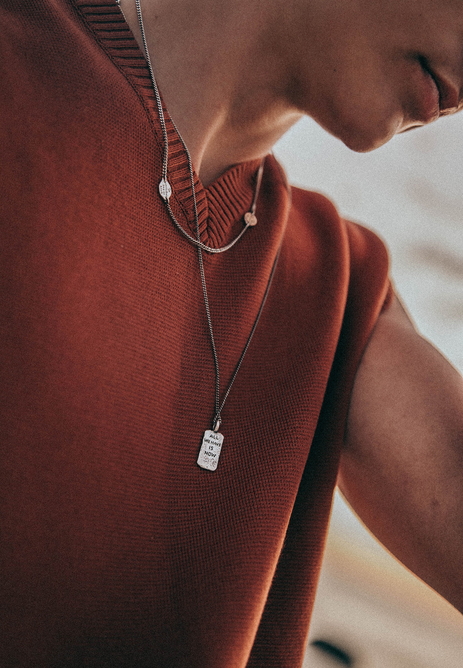 HAZE & GLORY Kette mit Anhänger »Halskette Anhänger Dog Tag - All We Have Is Now 925 Silber«