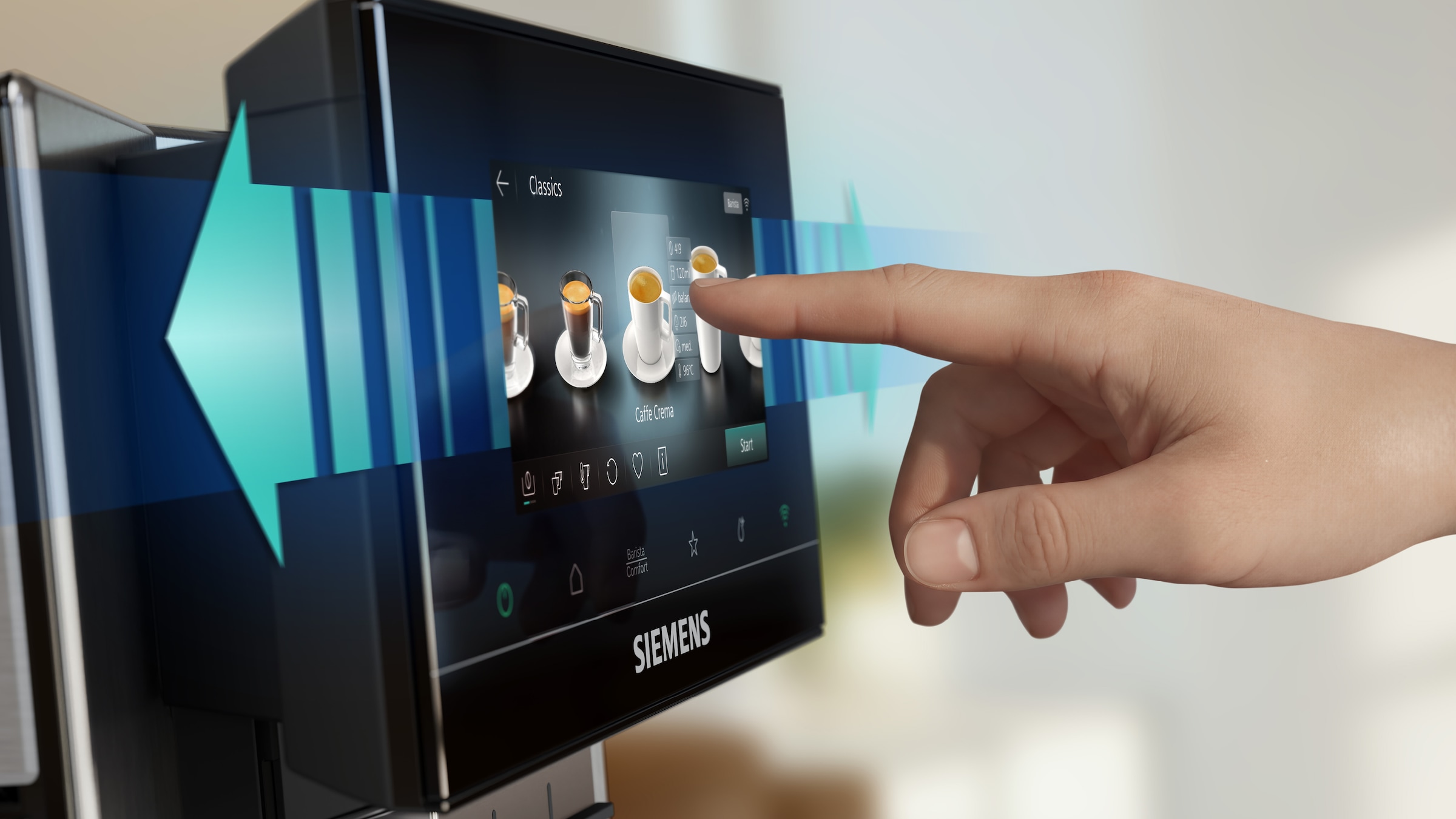 SIEMENS Kaffeevollautomat »TQ923E43« farbiges 6.8'' TFT-Display, individuelle Aromaeinstellung, Edelstahl