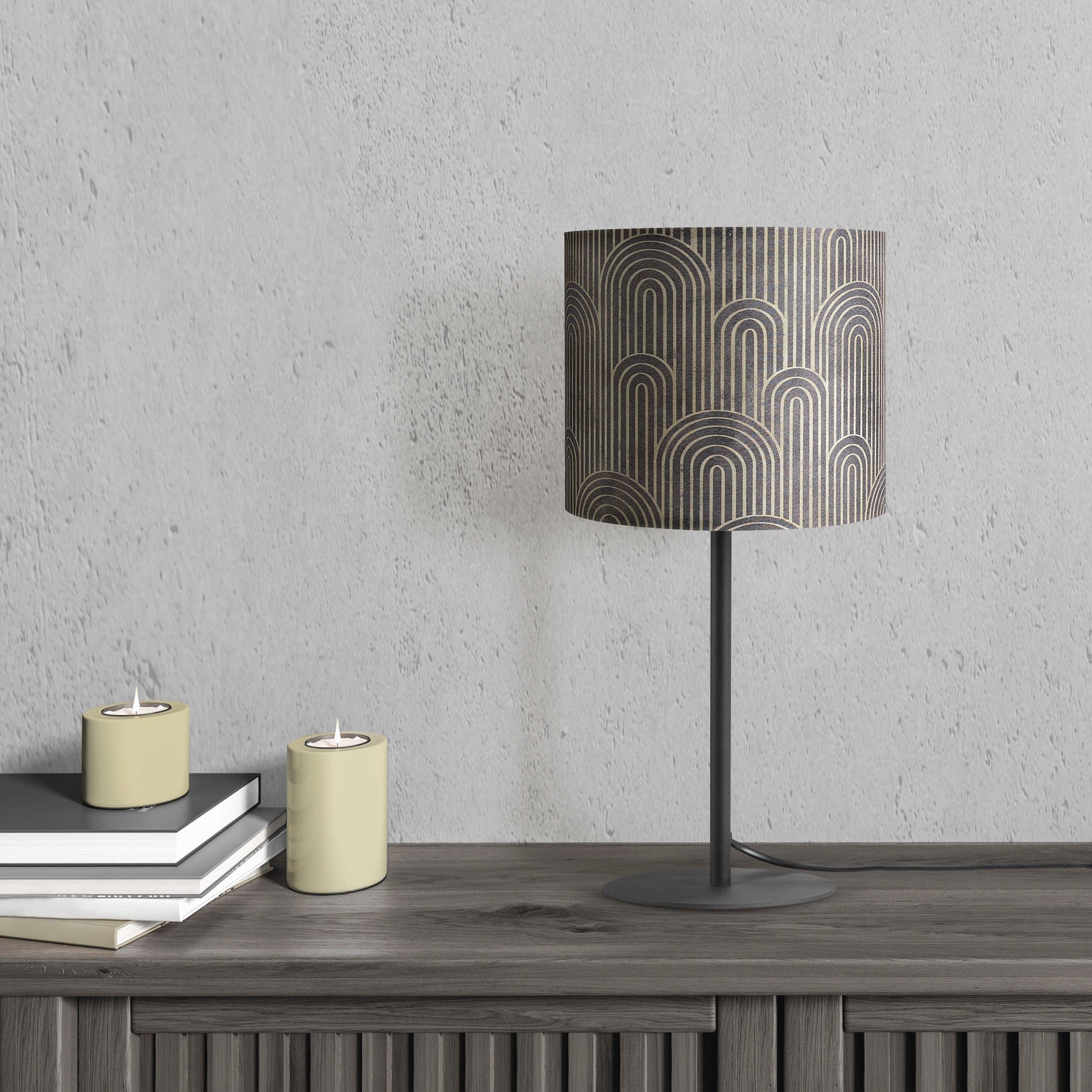 Paco Home Tischleuchte »Luca Pillar«, Leuchtmittel E14 | ohne Leuchtmittel, Nacht Schlafzimmer Mit Stoffschirm Retro