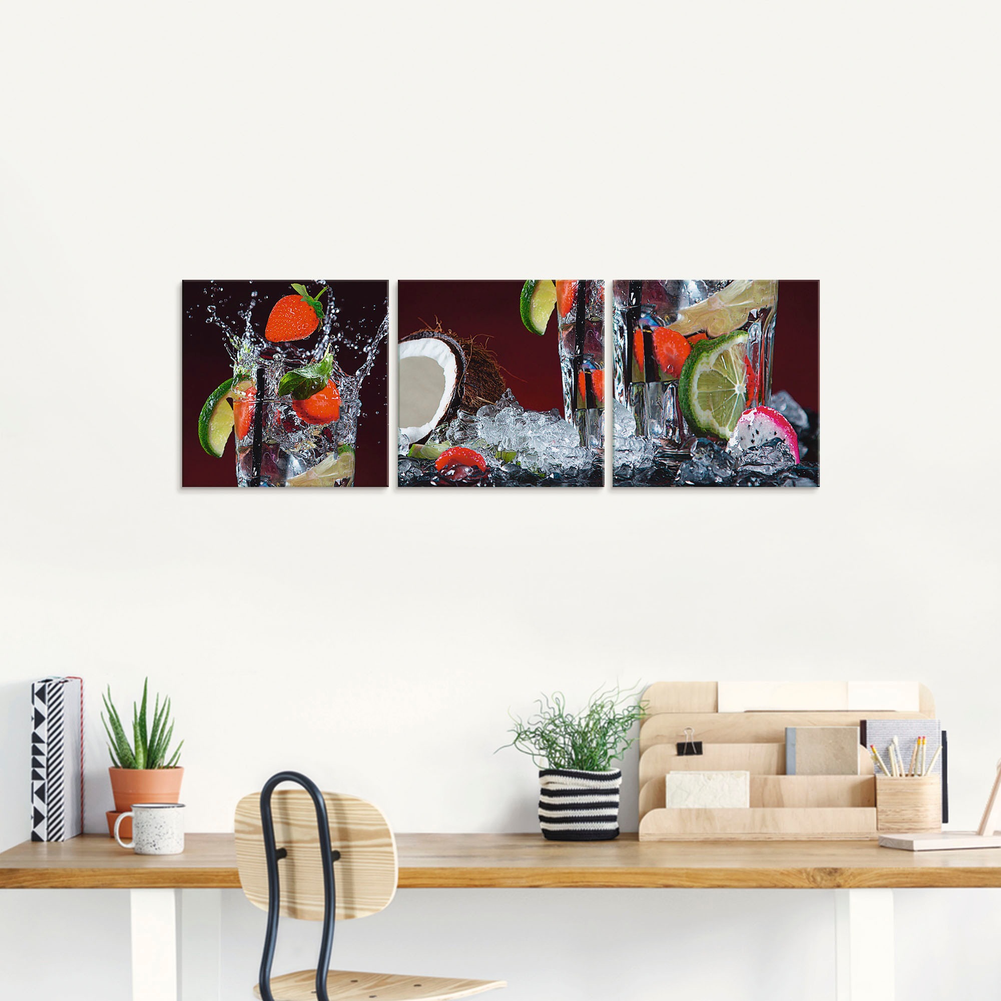 Artland Glasbild »Frischer Fruchtcocktail I«, Getränke, (3 St.), in verschiedenen Größen