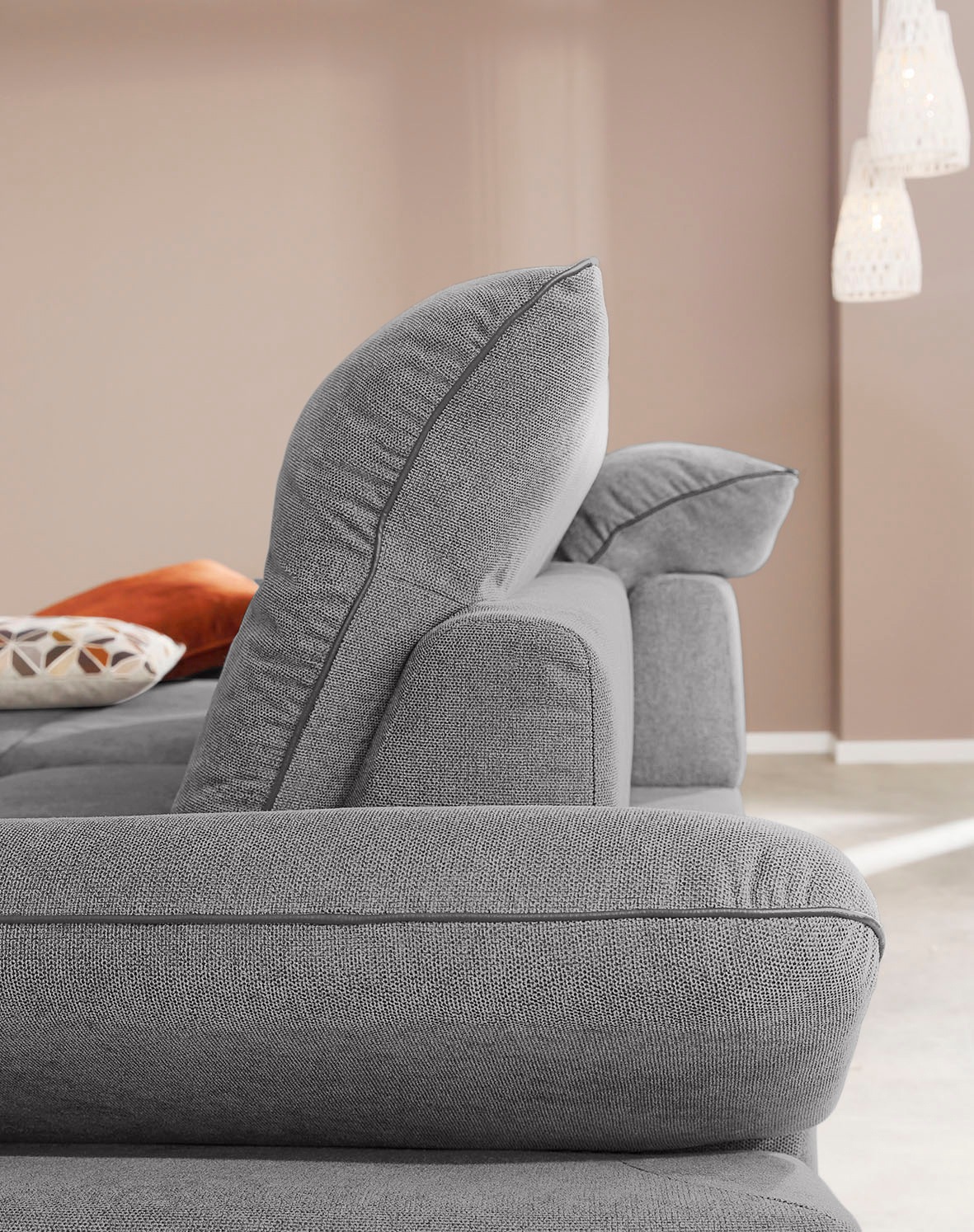 W.SCHILLIG Ecksofa »enjoy&MORE, Designsofa, elegant und bequem, L-Form« mit Sitztiefenverstellung, Füße Chrom glänzend, Breite 294 cm