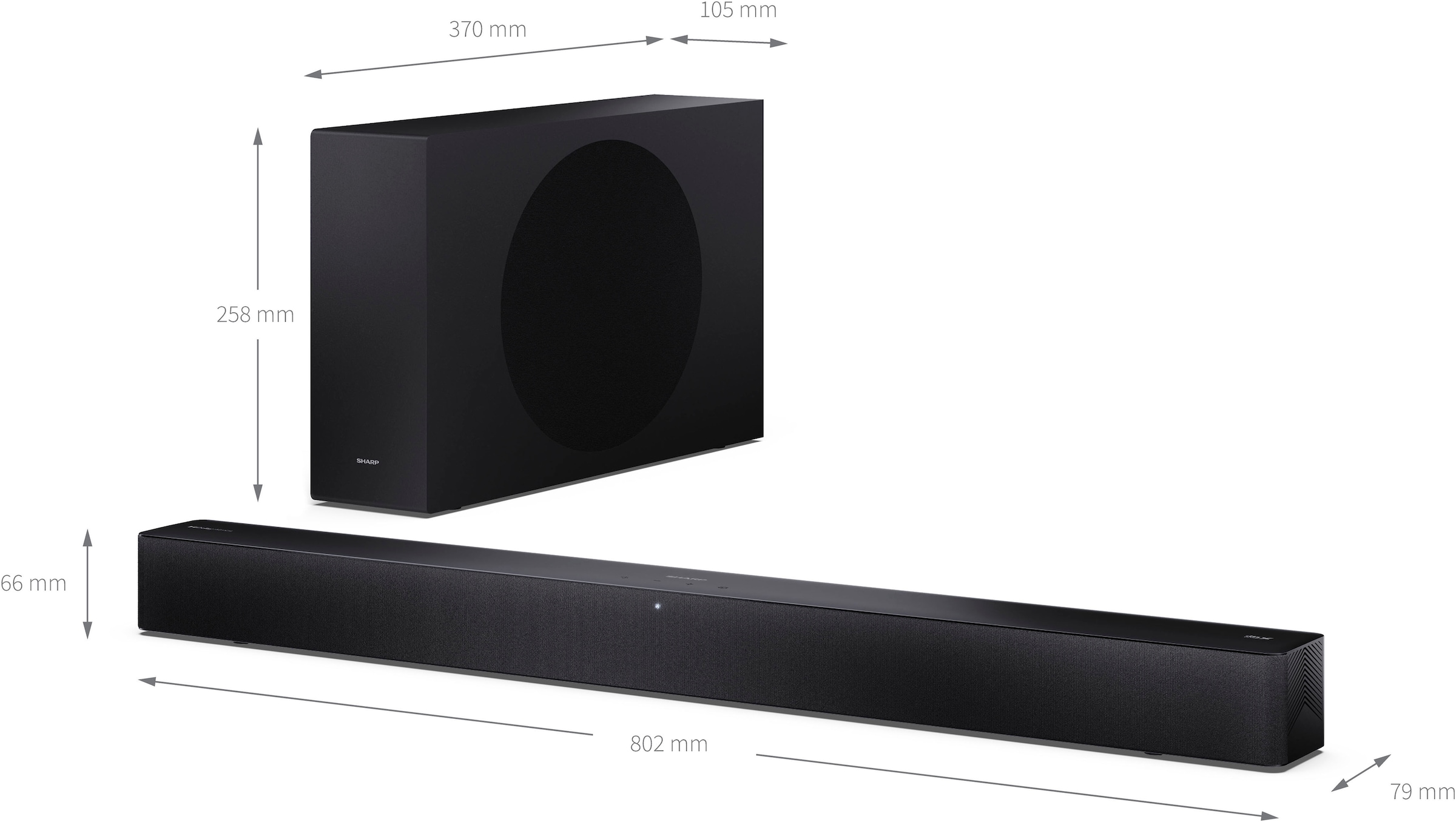 Sharp Soundbar »HT-SBW310« 2.1 (Bluetooth Bassregelung | Lautstärkeregelung | Pairing | USB-Wiedergabe 330 W)