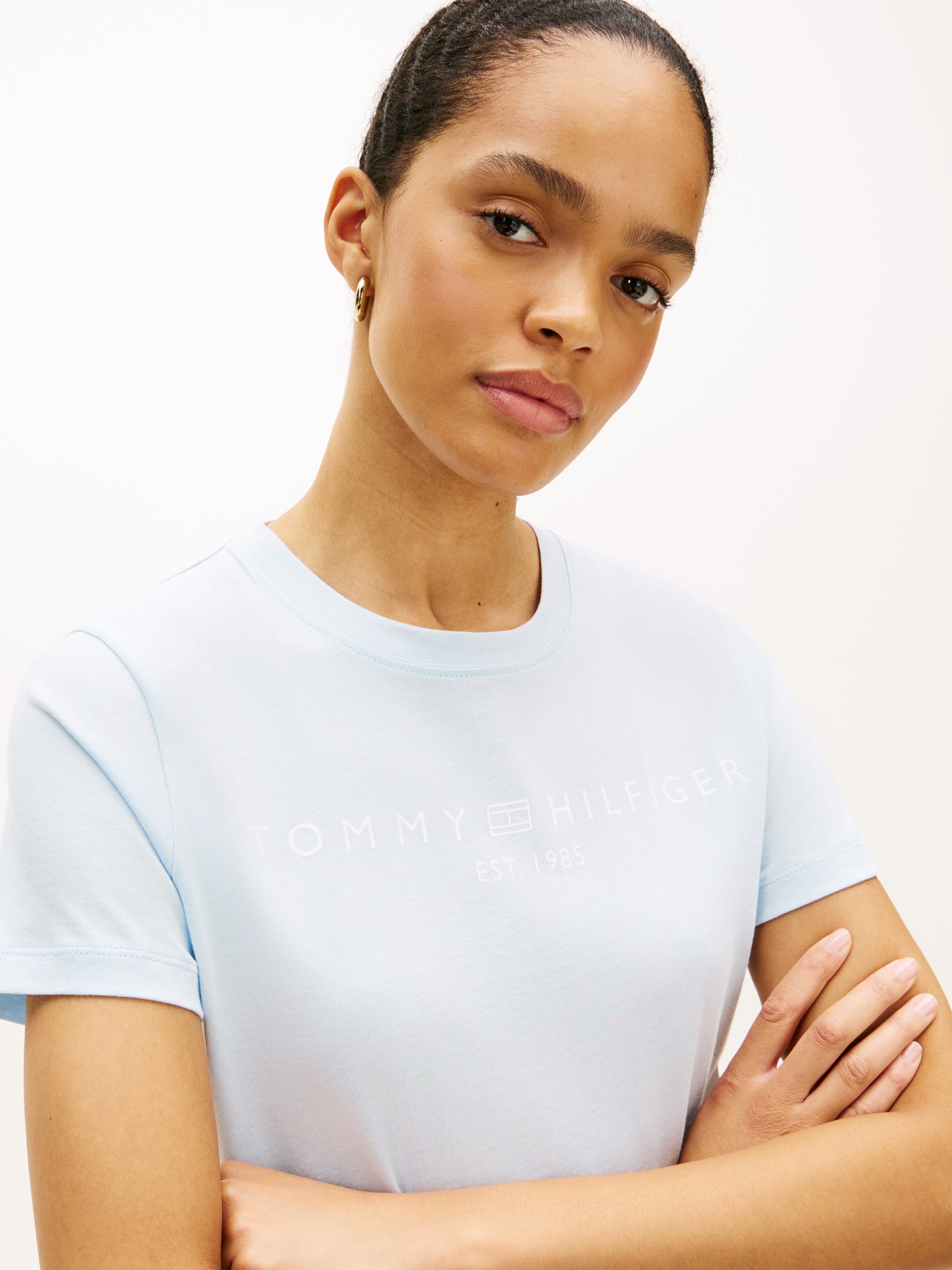 Tommy Hilfiger Kurzarmshirt »REG CORP LOGO C-NK SS« Baumwolle