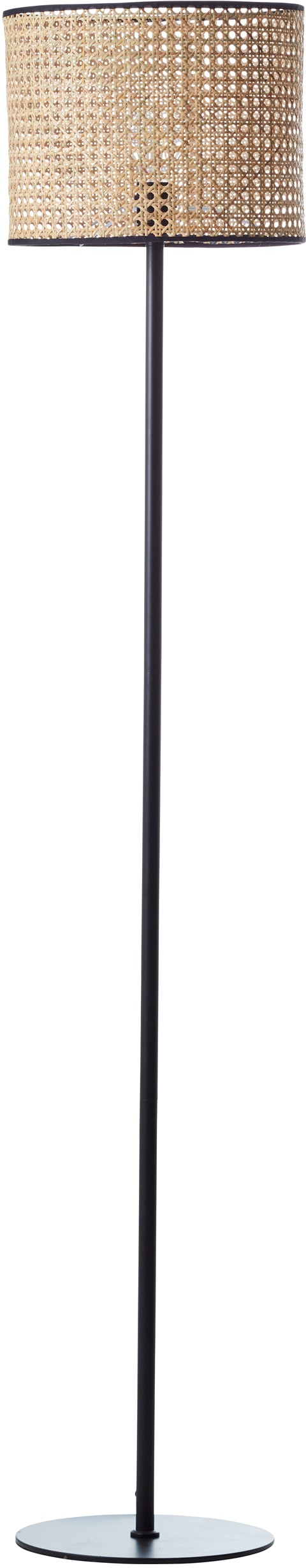 Brilliant Stehlampe »WILEY«, 1 flammig, Leuchtmittel E27 | ohne Leuchtmittel, 154 cm Höhe, Ø 30 cm, 1 x E27, Metall/Rattan, holz hell/schwarz