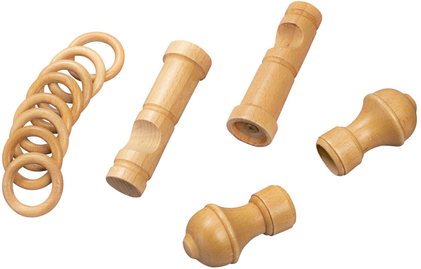 SN DECO GROUP Gardinenstange »Ares« 1 läufig-läufig Fixmaß 28 mm, Holz, verschiedene Längen und Farben, Komplettset