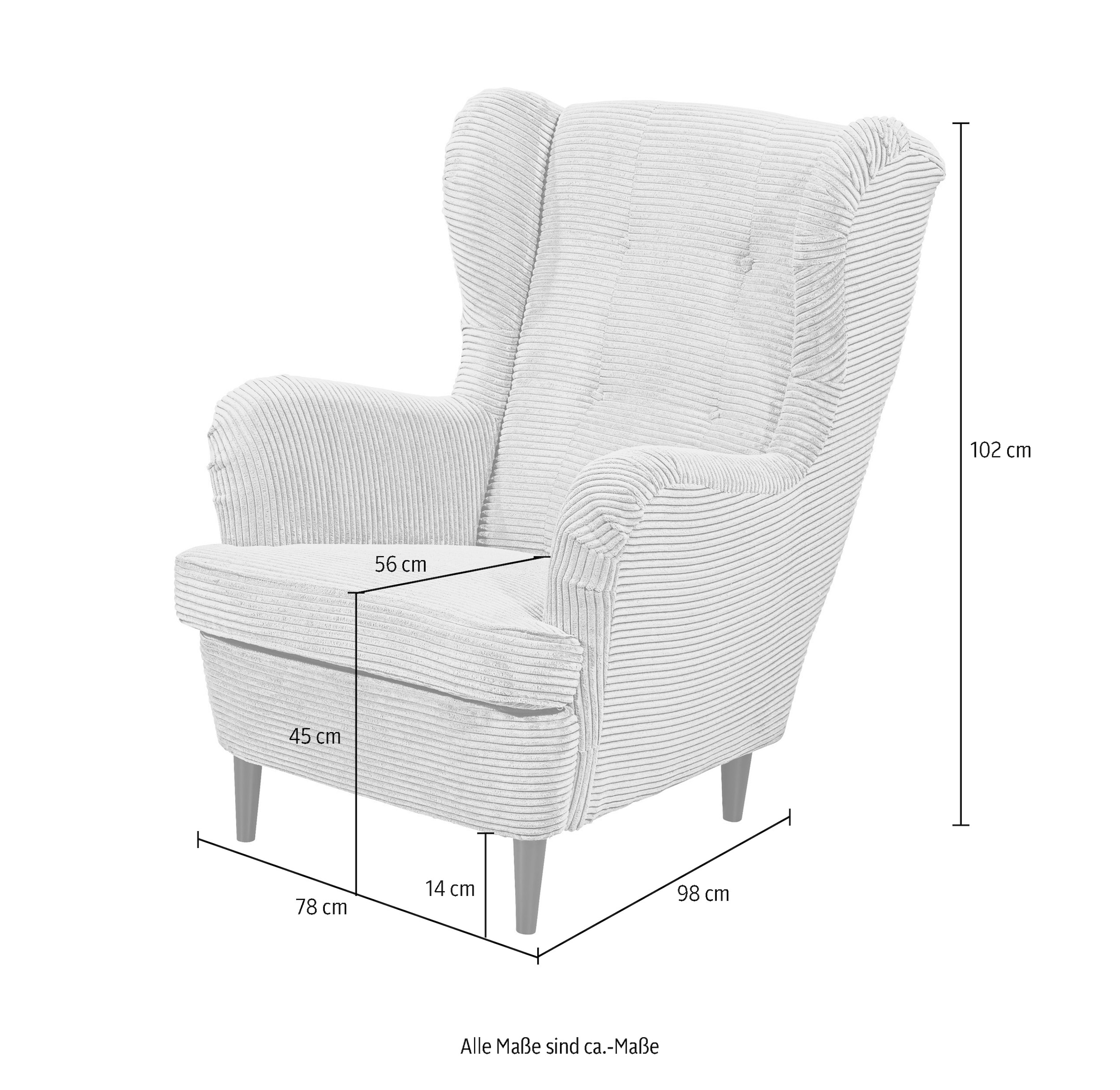 ED EXCITING DESIGN Ohrensessel »Oskar«, mit Massivholzfüßen