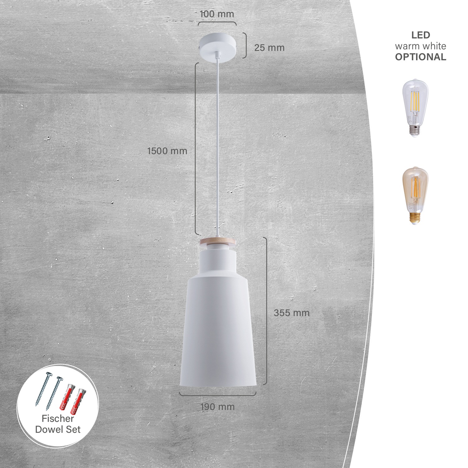 Paco Home Pendelleuchte »JACK I«, 1 flammig, Leuchtmittel E27 | ohne Leuchtmittel, Hängelampe Esszimmer Küchenlampe Esstischlampe Skandinavisch E27