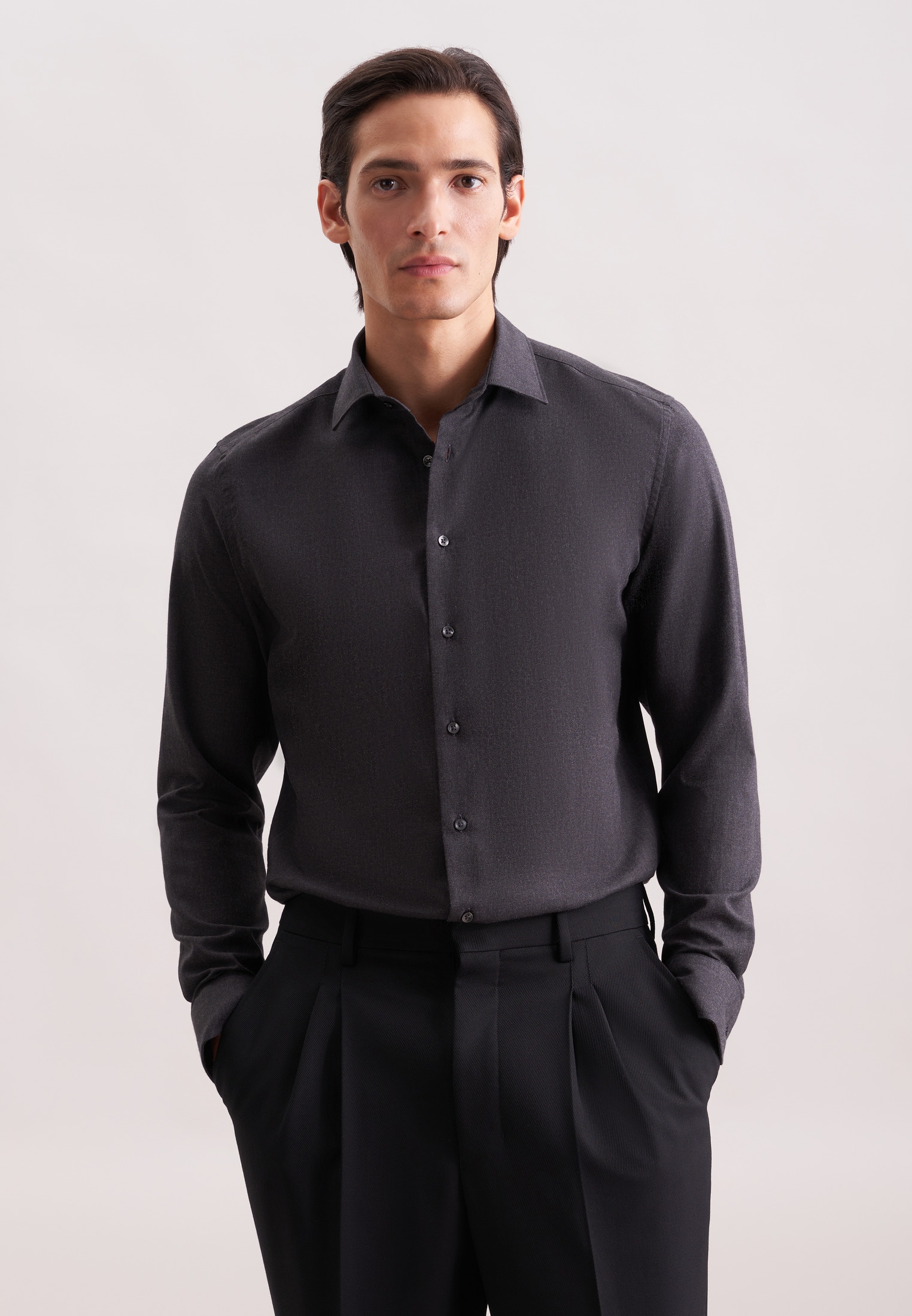 seidensticker Flanellhemd »Schwarze Rose« X-Slim 1/1 Kentkragen Uni