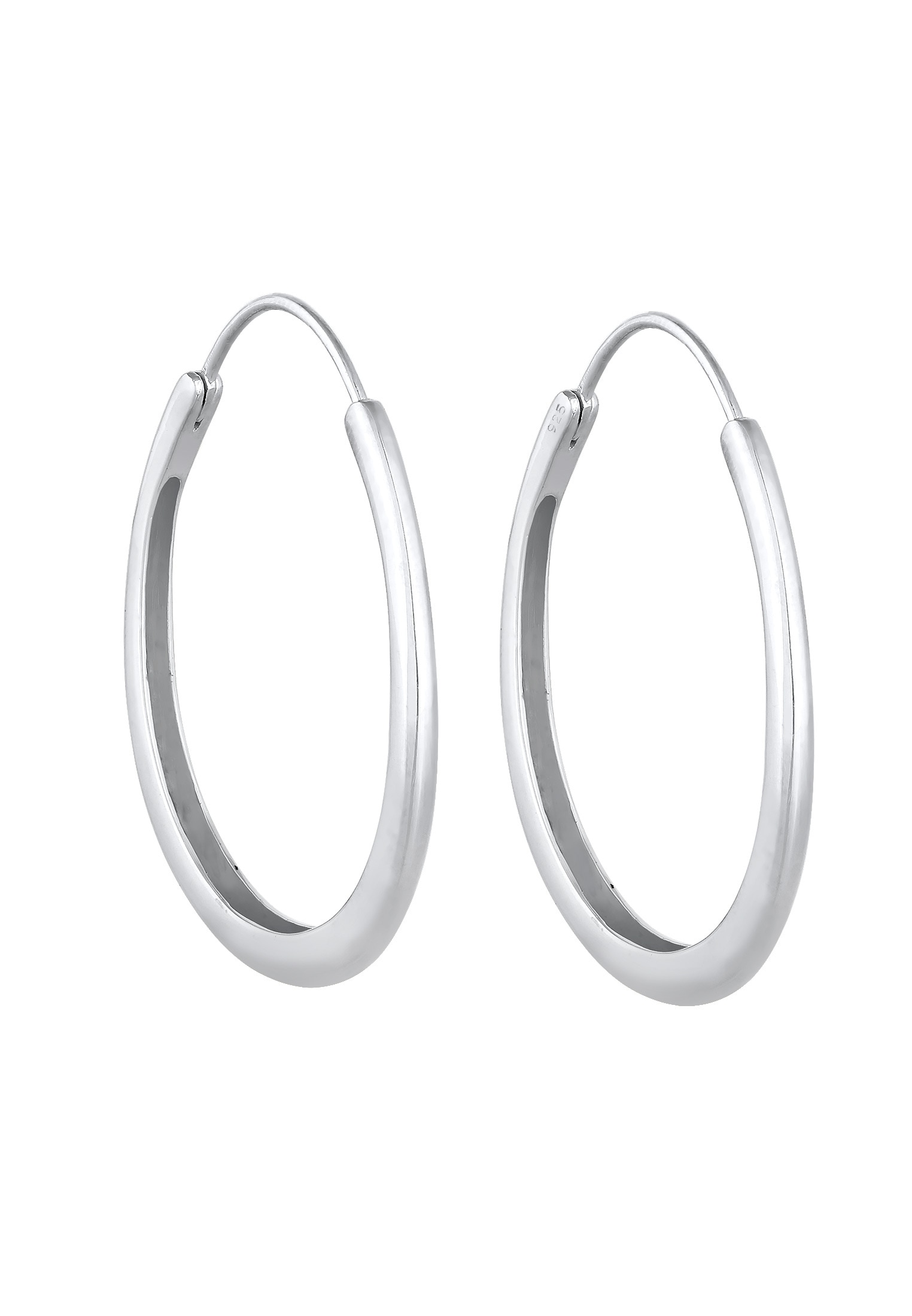 Elli Paar Creolen »Ohrringe Creolen Hänger Oval Geo Basic Trend Big 925 Silber«