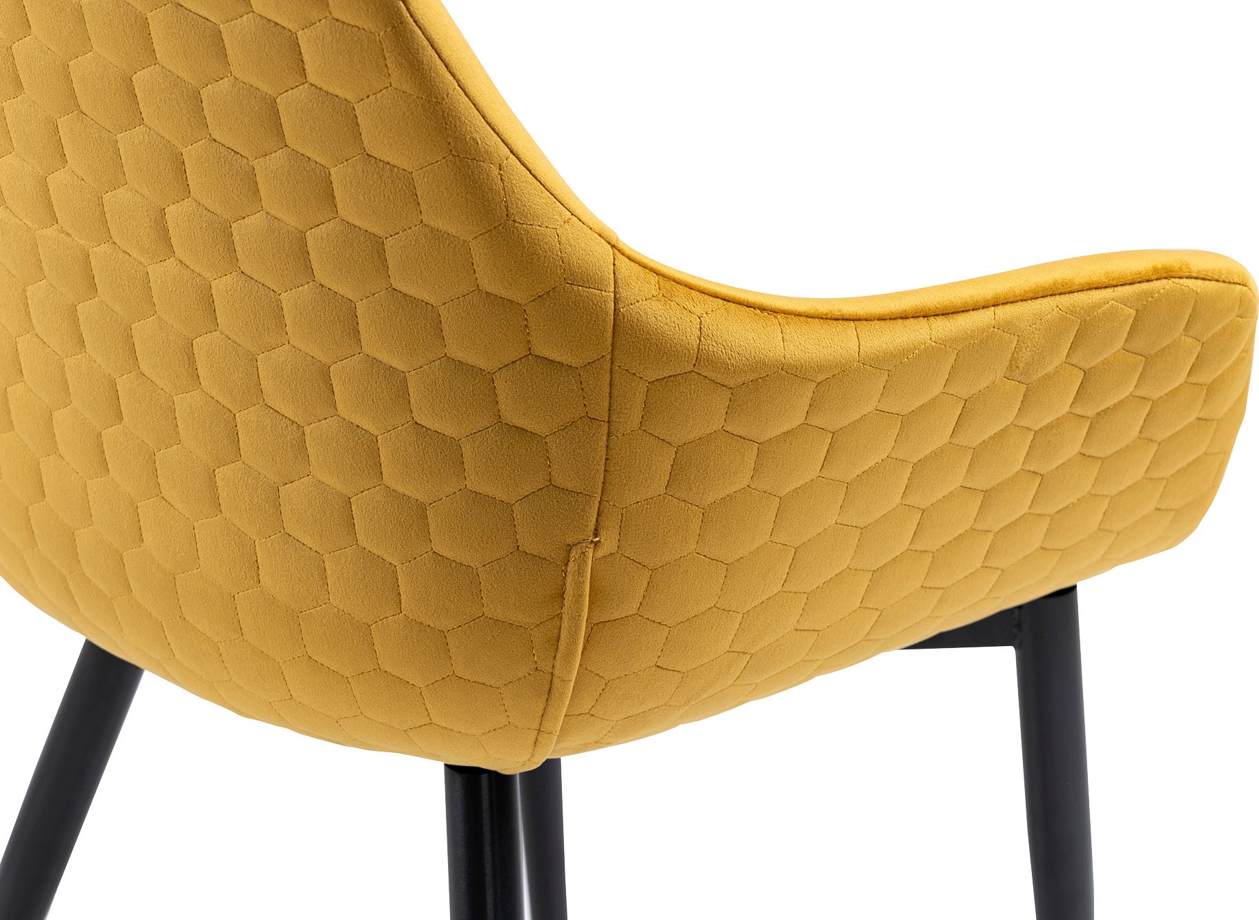 SalesFever Armlehnstuhl »Stilvoller Esszimmerstuhl für Komfort«, Samt-Polyester, Esszimmerstuhl, Wabensteppung aussen, Quersteppung innen, Metallfüße