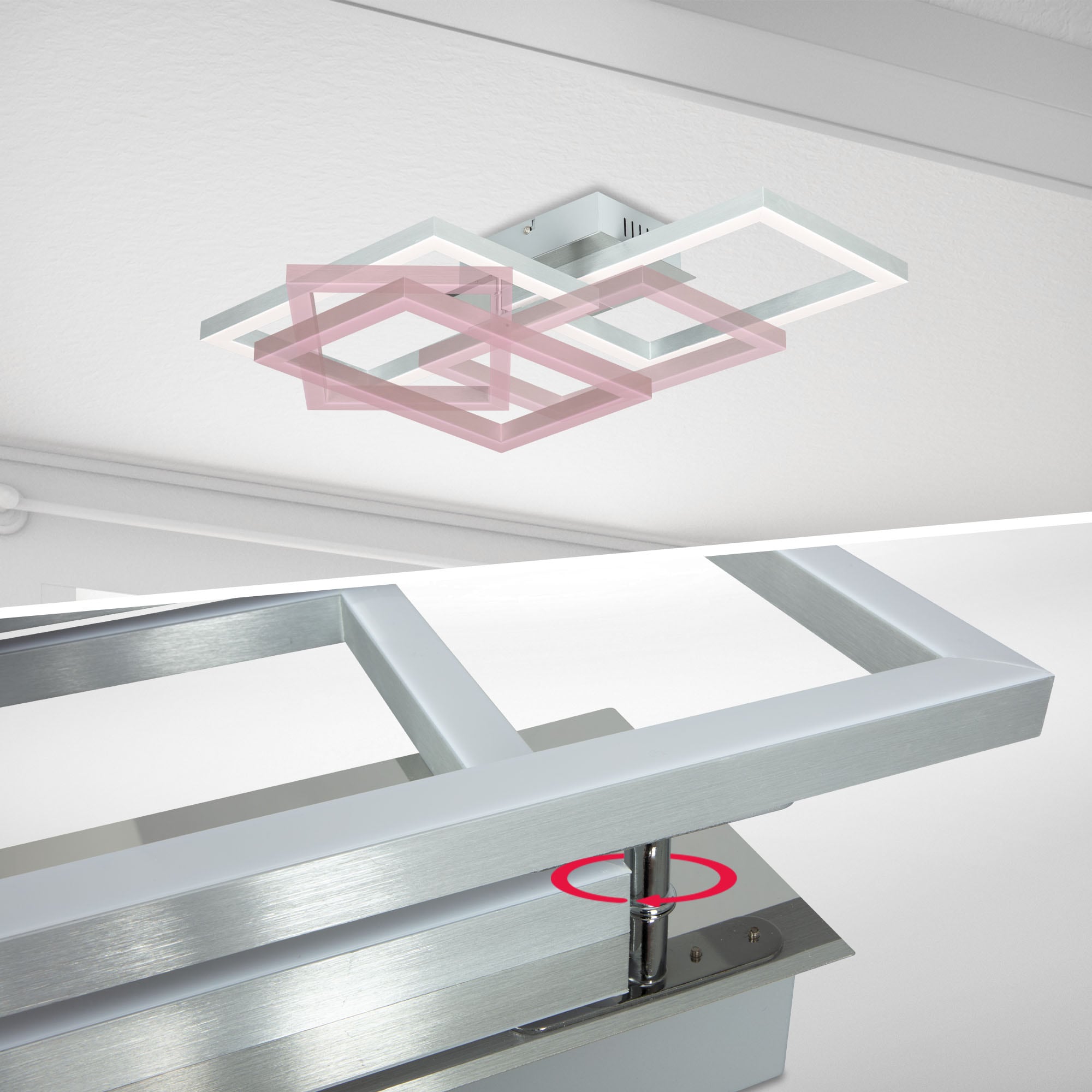 B.K.Licht LED Deckenleuchte »Smarte LED-Deckenleuchte, mit Farbwechsel, Lichteffekte«, 1 flammig, Leuchtmittel LED-Modul | LED fest integriert, WIFI Frame, RGB, CCT, Tuya-App, Nachtlichtfunktion