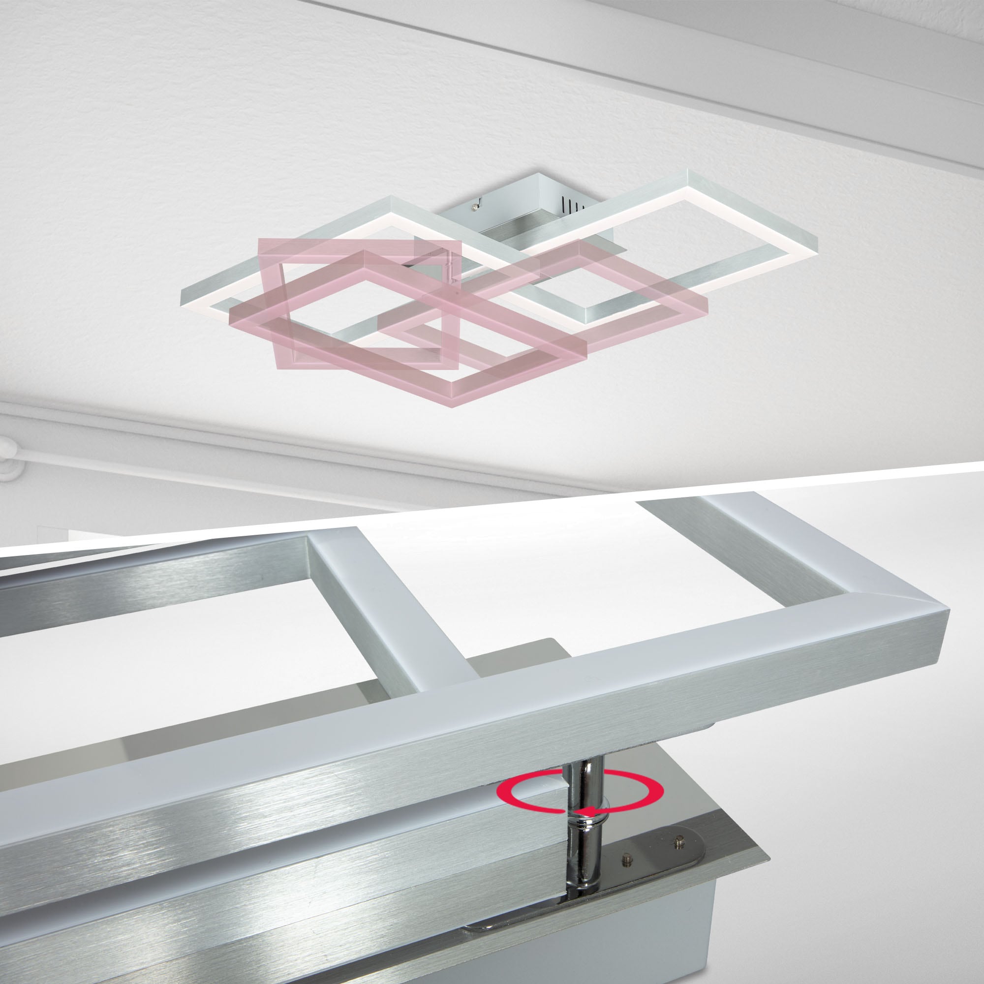 B.K.Licht LED Deckenleuchte »Smarte LED-Deckenleuchte, mit Farbwechsel, Lichteffekte«, 1 flammig-flammig, WIFI Frame, RGB, CCT, Tuya-App, Nachtlichtfunktion