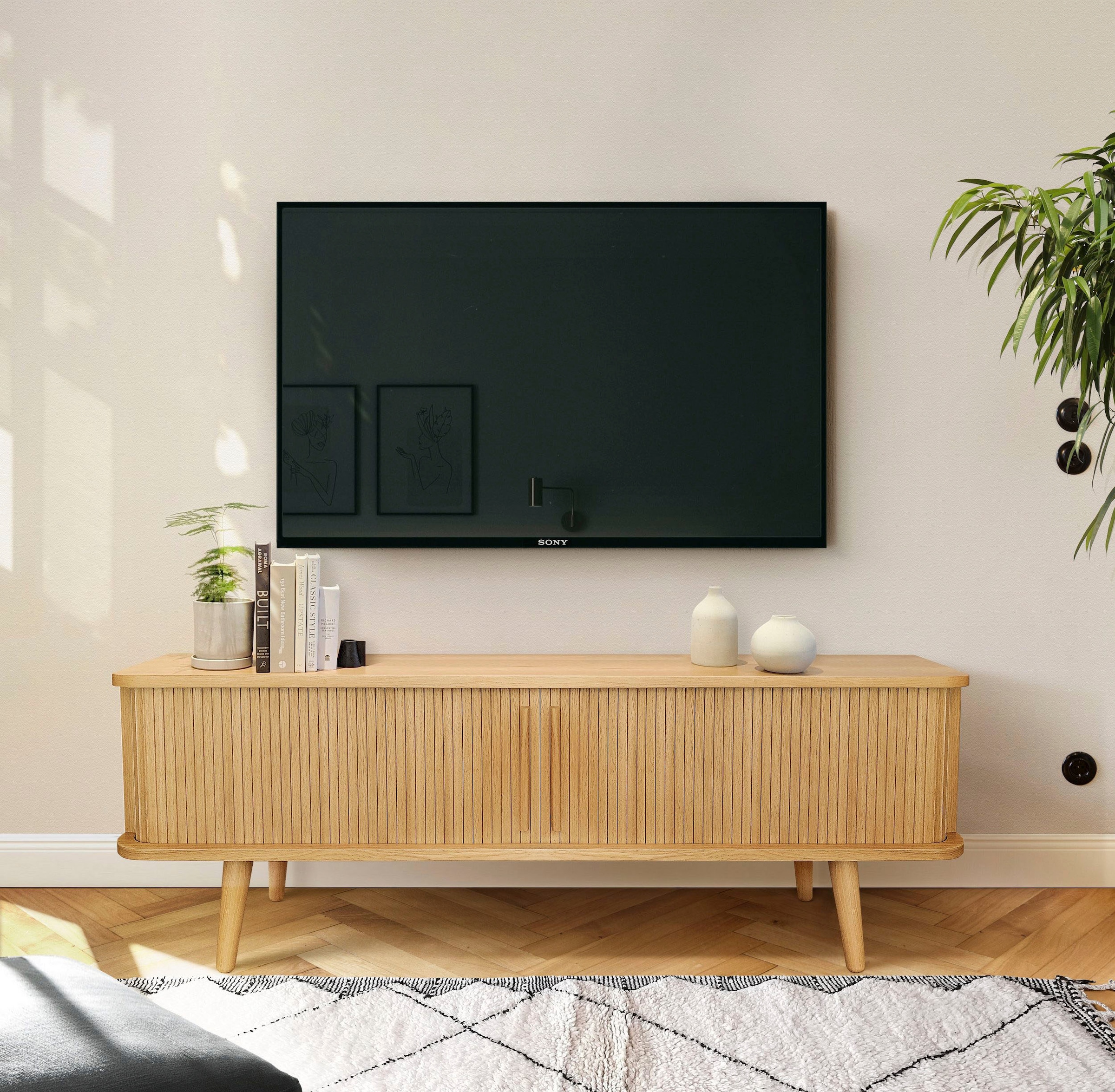 Woodman TV-Board »Rove«, besonderes Design, in zwei Breiten, mit Eichenholzfurnier
