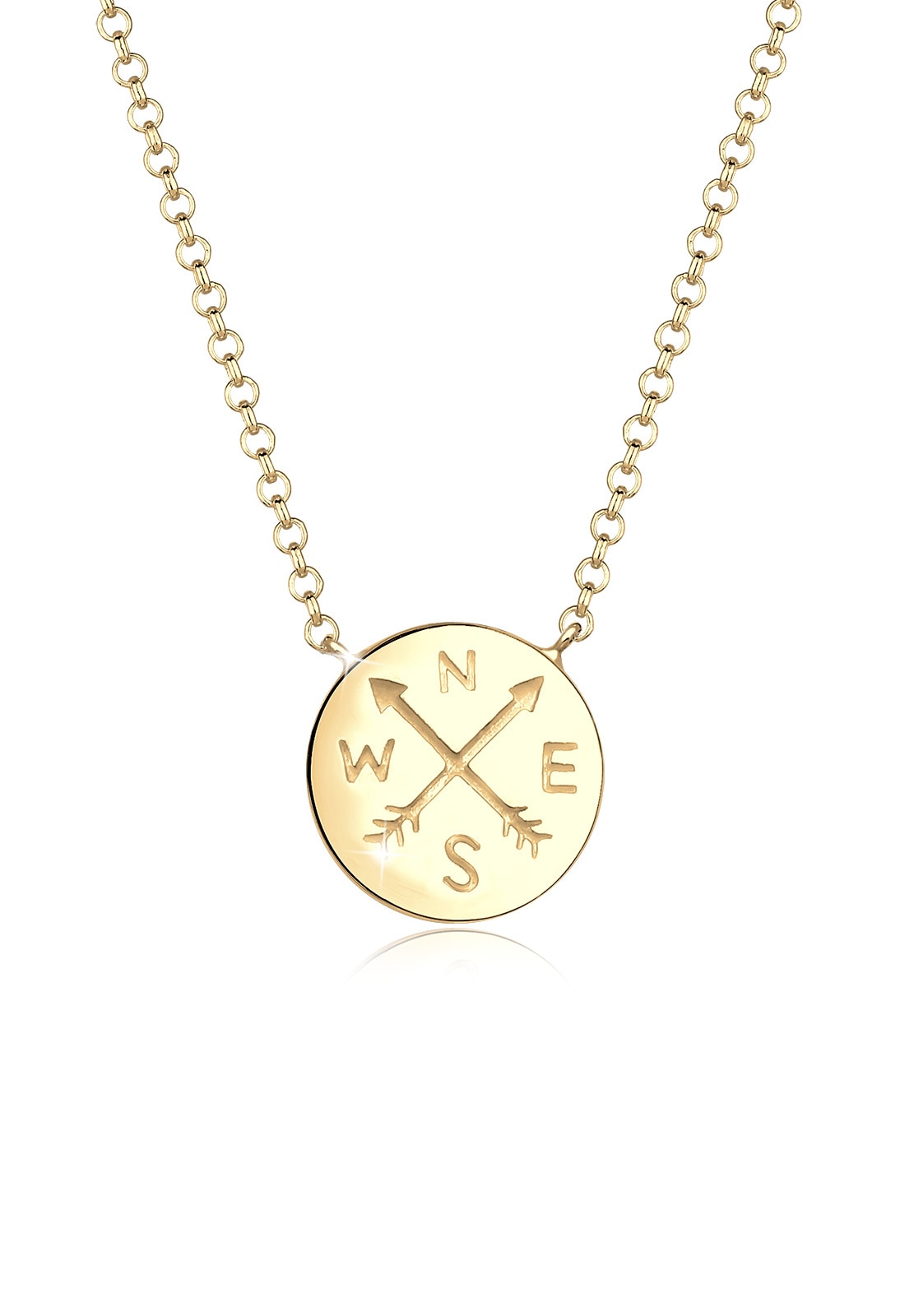 Elli Kette mit Anhänger »Halskette Kompass Traveler Symbol 925 Sterling Silber«
