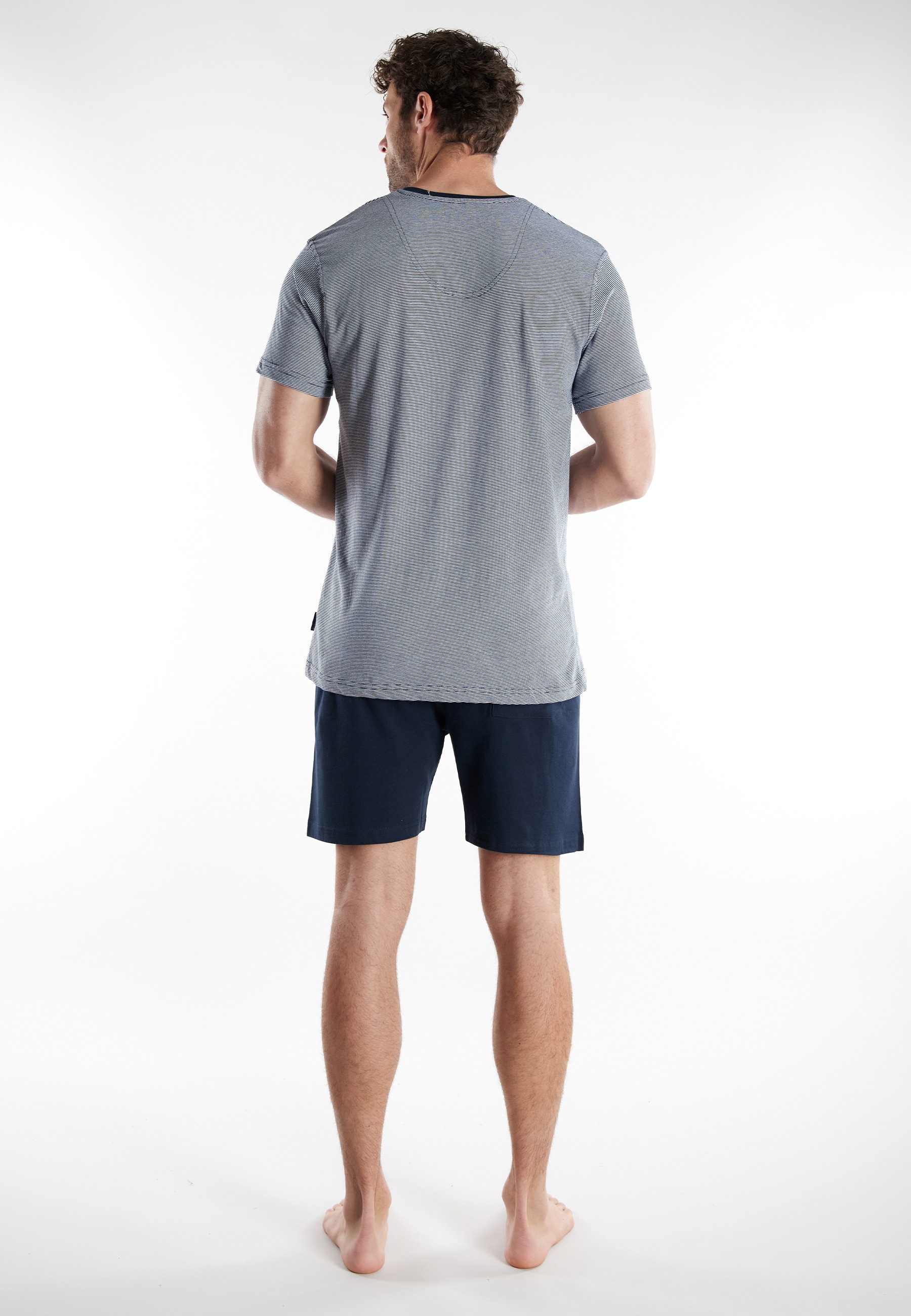 TOM TAILOR Shorty »Nevada« 2 tlg. Streifendesign, Kurzarm, V-Ausschnitt, kurze Hose