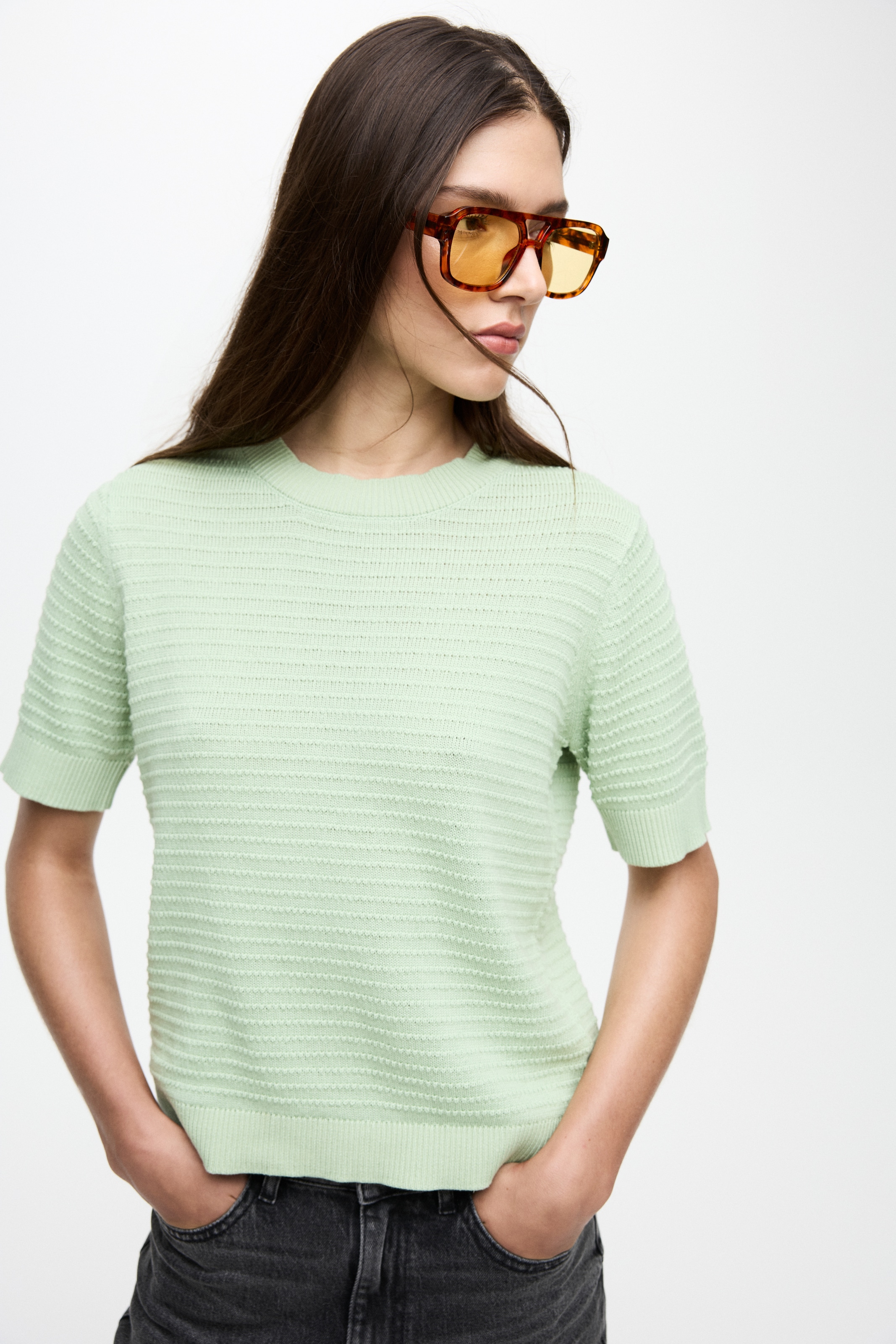 Vila Kurzarmpullover »VILOLLO O-NECK S/S DETAIL KNIT TOP- NOOS«