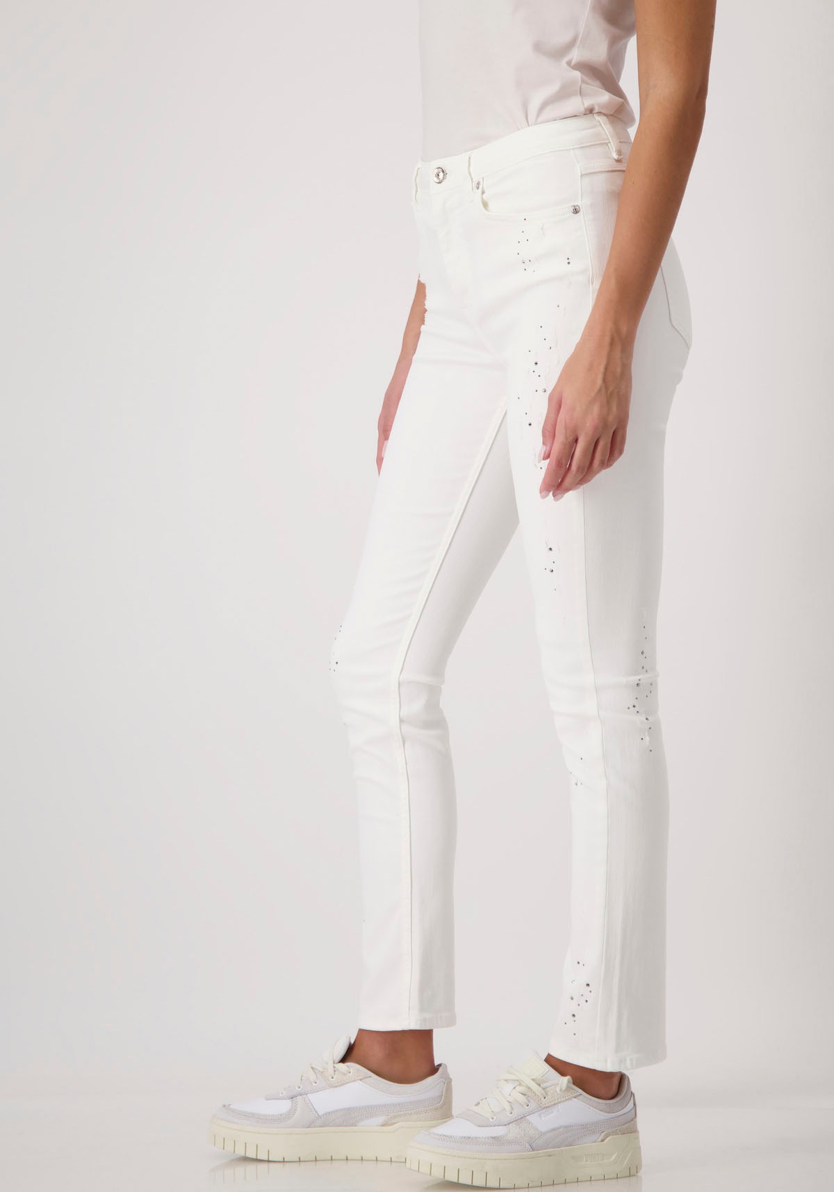 Monari Röhrenjeans, mit Glitzernieten