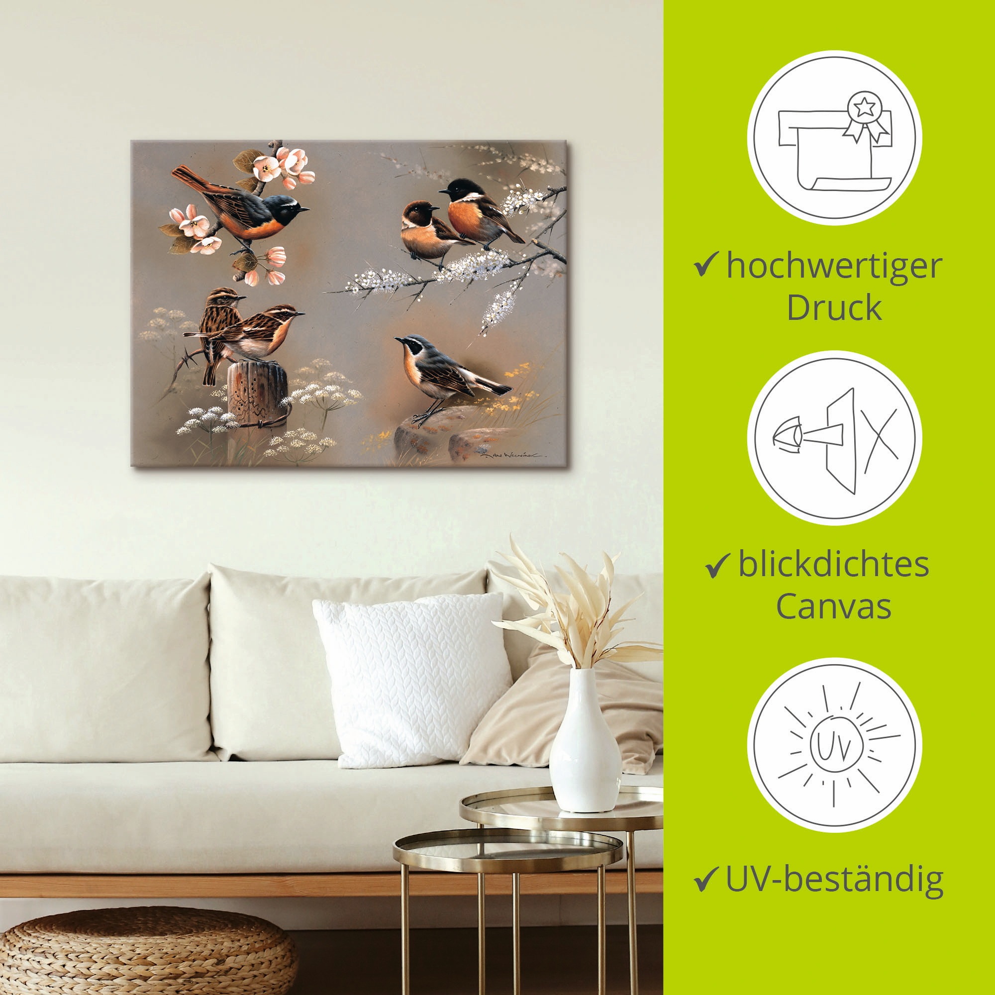 Artland Wandbild »Vogel Komposition«, Vögel, (1 St.), als Leinwandbild, Poster in verschied. Größen