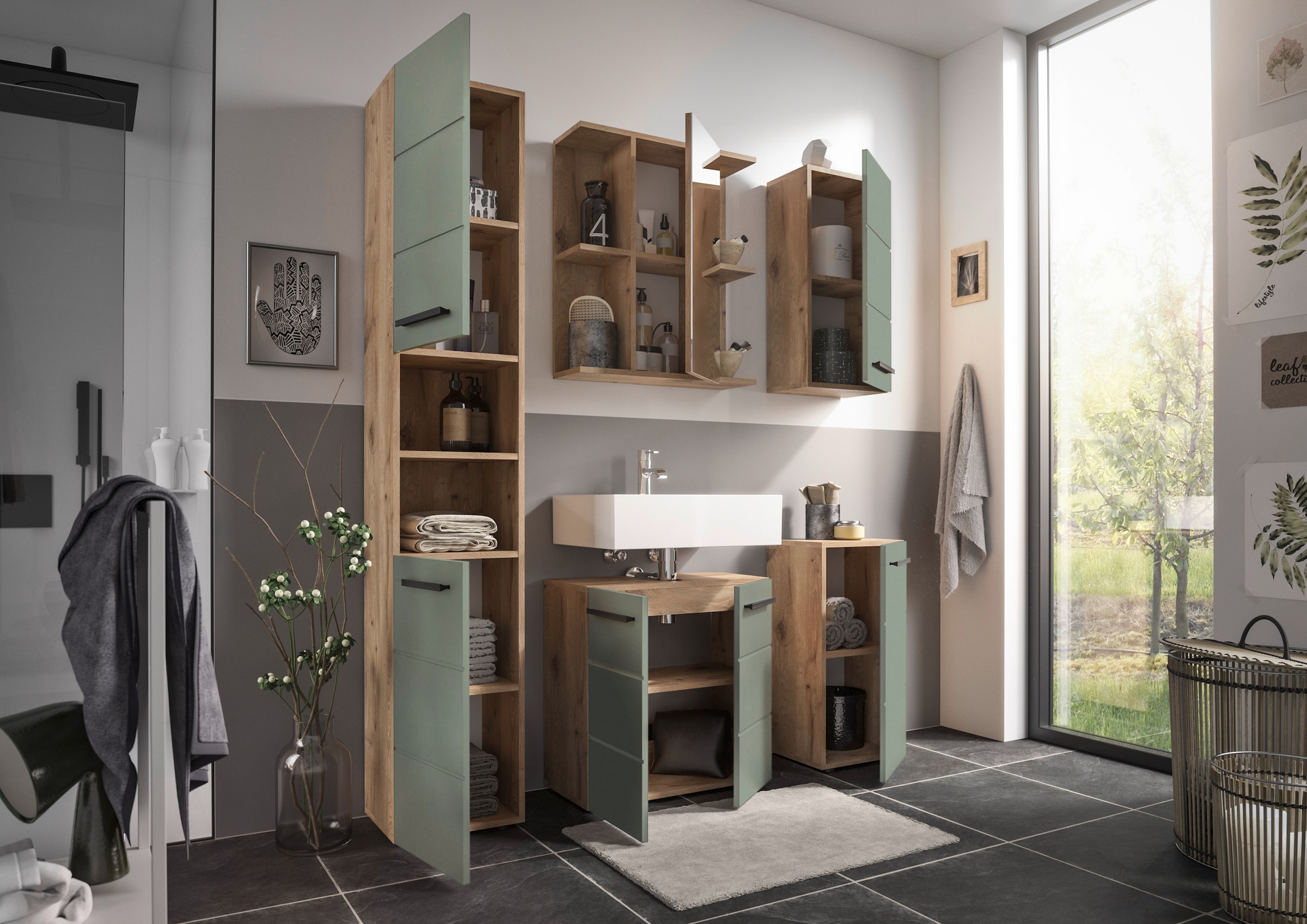 BASIC by Balculina Midischrank »Vista BxHxT 34x72x31 cm« 1 Stk. tlg. Breite 34cm, Kunststoffgriffe, Made in Europa