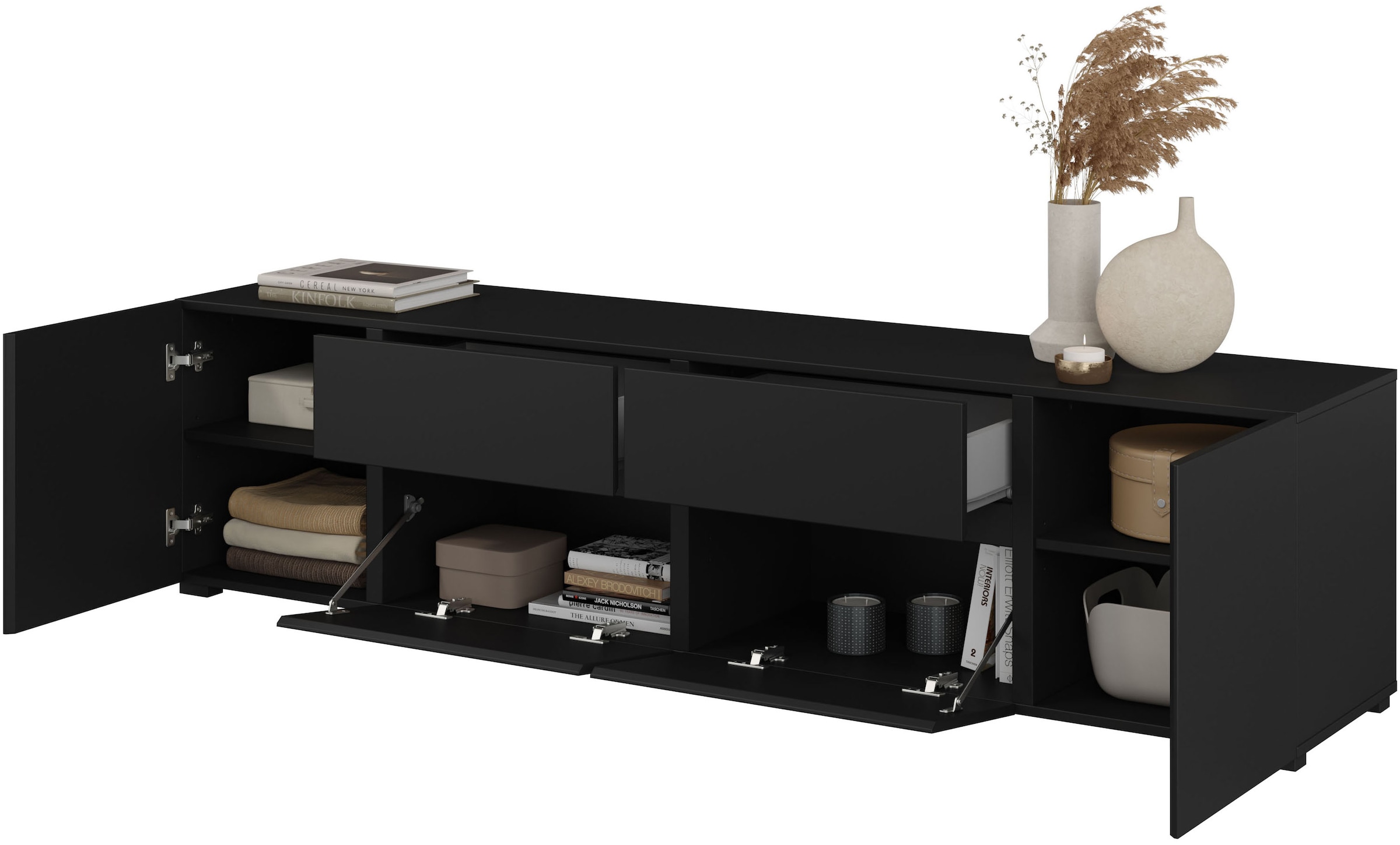 INOSIGN Lowboard »Metric,Breite 195cm, grifflose Lowboard 2Klappen/2Schubkästen/2Tür« TV-Schrank mit viel Stauraum, TV-Board