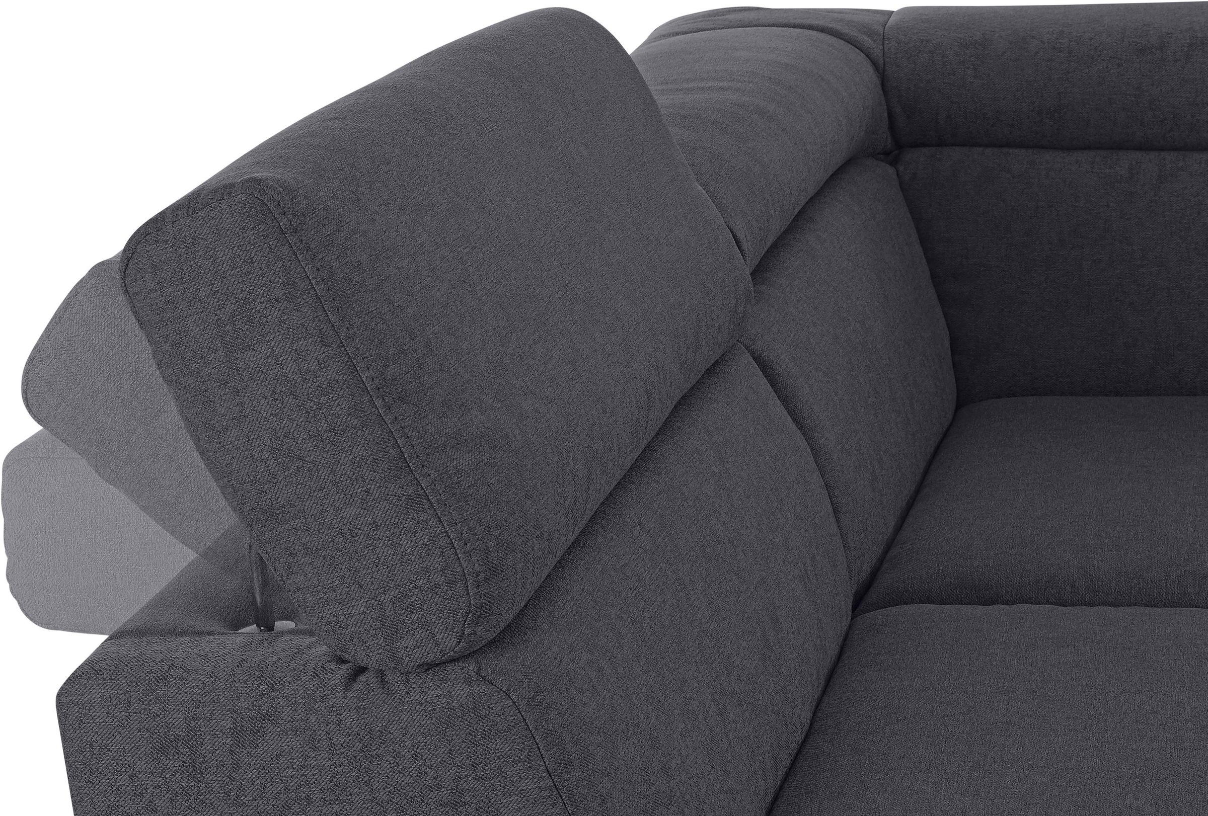 DOMO collection Wohnlandschaft »Mira, inklusive Kopfteilverstellung für mehr Wohlfühlkomfort, U-Form«, wahlweise mit Bettfunktion und Bettkasten, elegant und modern