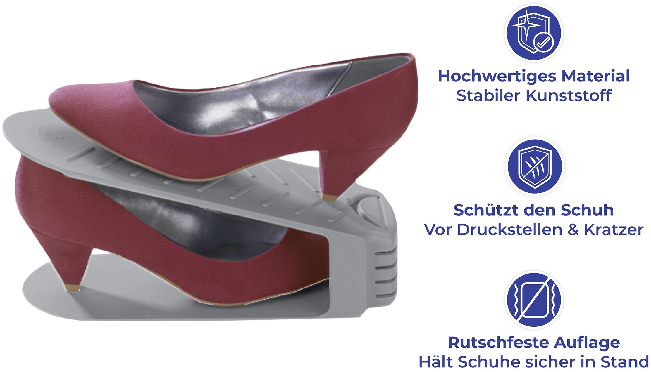 Maximex Schuhstapler »4er«, (Set, 4 tlg.), Schuhhalter, 50 % mehr Platz im Schuhschrank, Kunststoff, 4-teilig