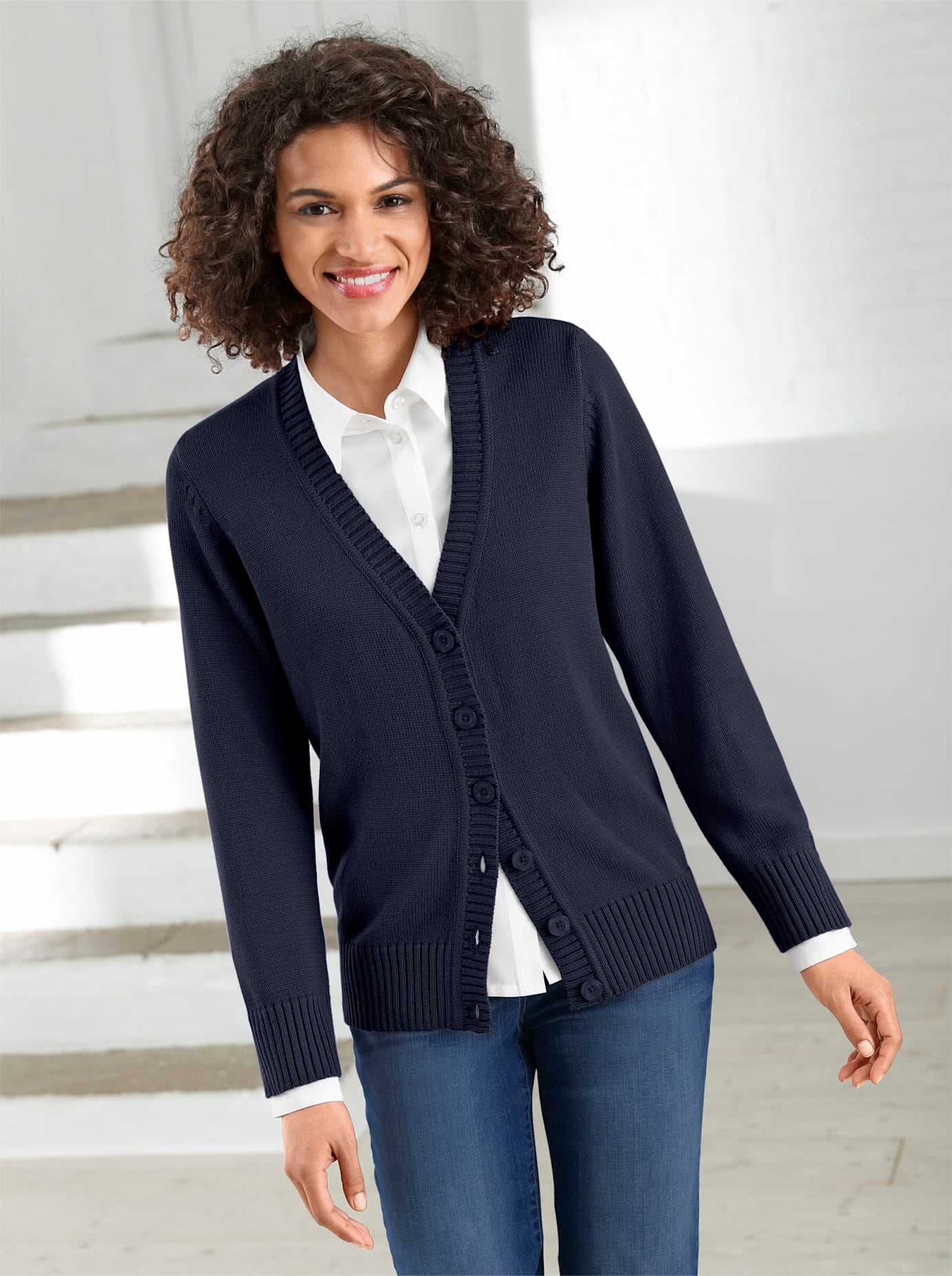 Casual Looks Damen Strickjacke in blau, Größe 36