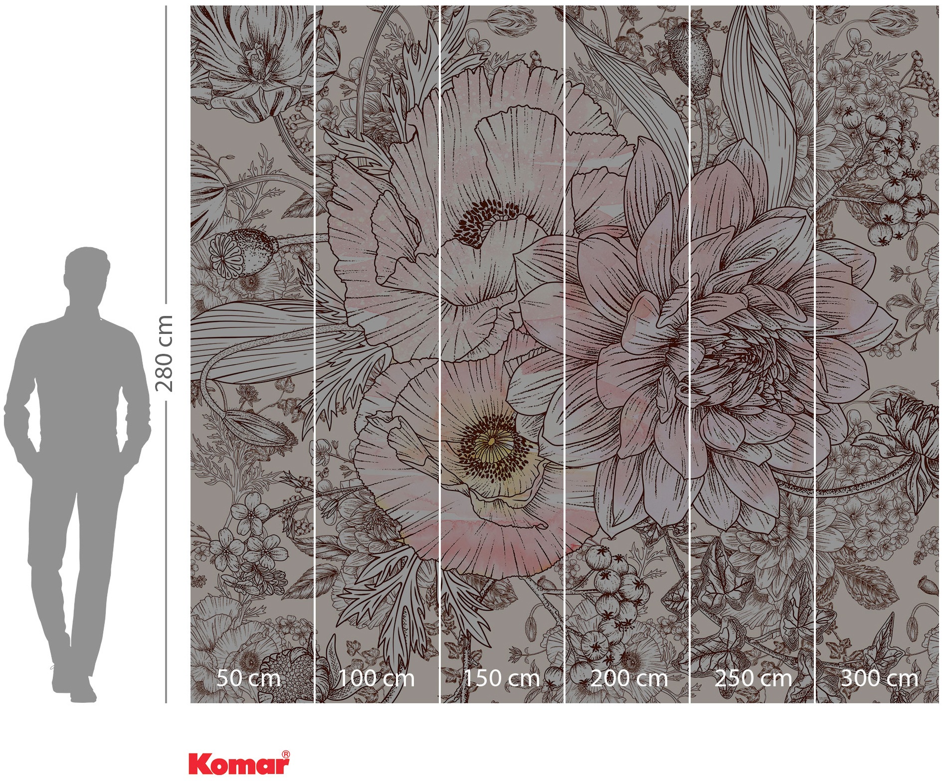 Komar Vliestapete »Digitaldruck Vlies - Allegra - Größe 300 x 280 cm«, bedruckt, Wohnzimmer, Schlafzimmer