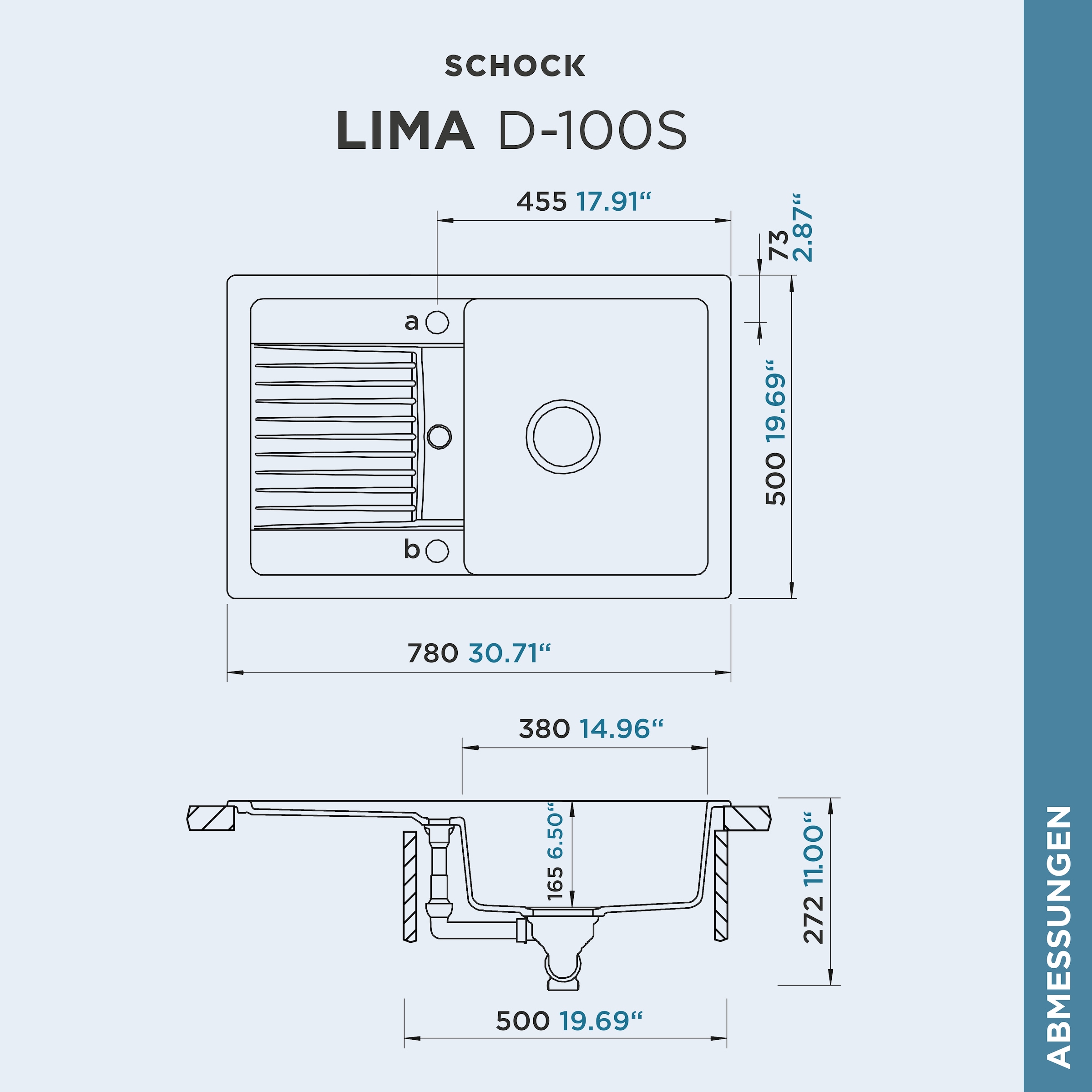Schock Granitspüle »Lima D-100S«, 78/50 cm, Auflagespüle