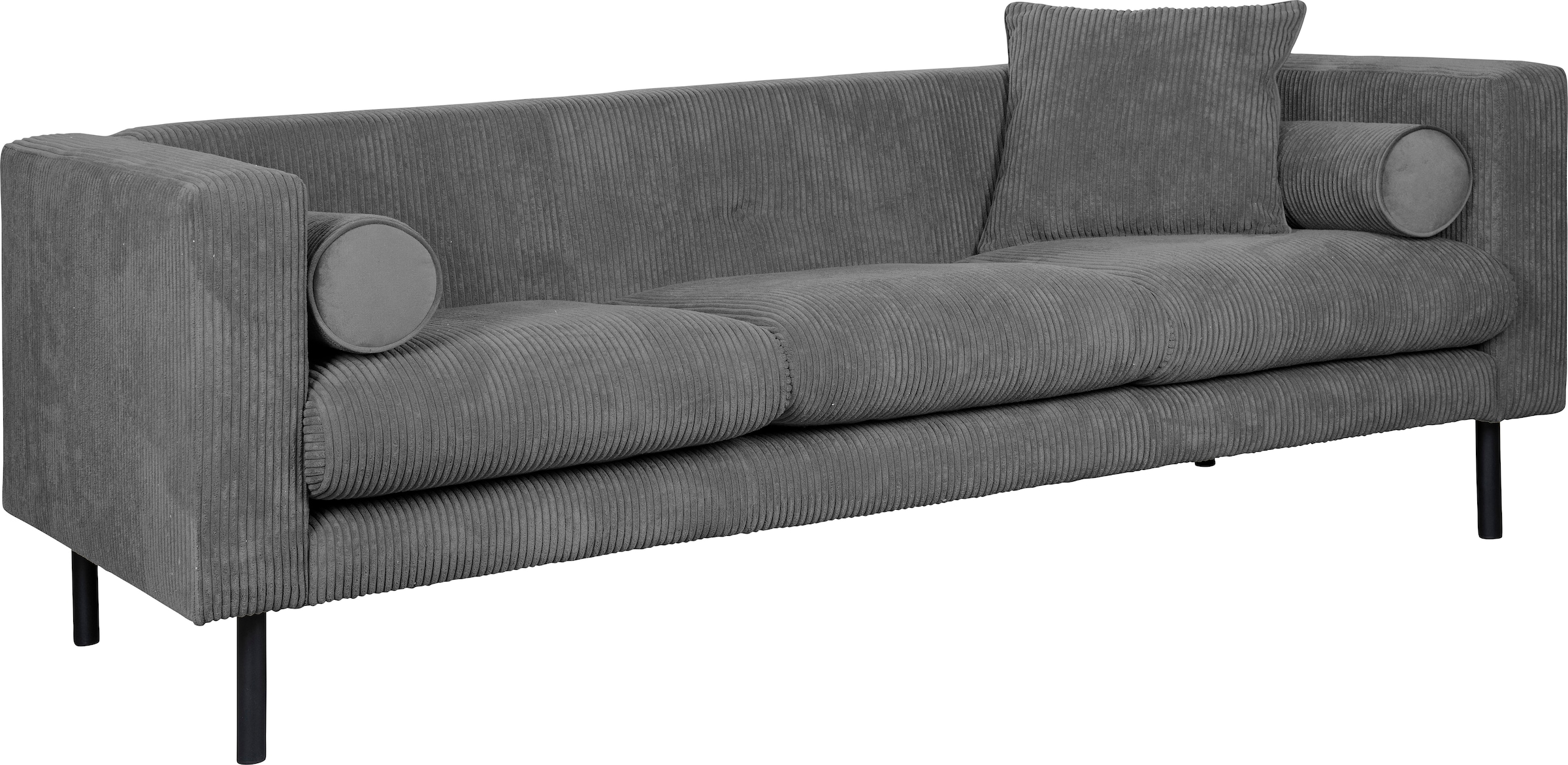Home affaire 3-Sitzer »Lillibeth Designsofa mit Wellenunterfederung, Maße B/T/H: 218/74/83 cm« Zierkissen als Wendekissen, Bezug Samtoptik oder Cord