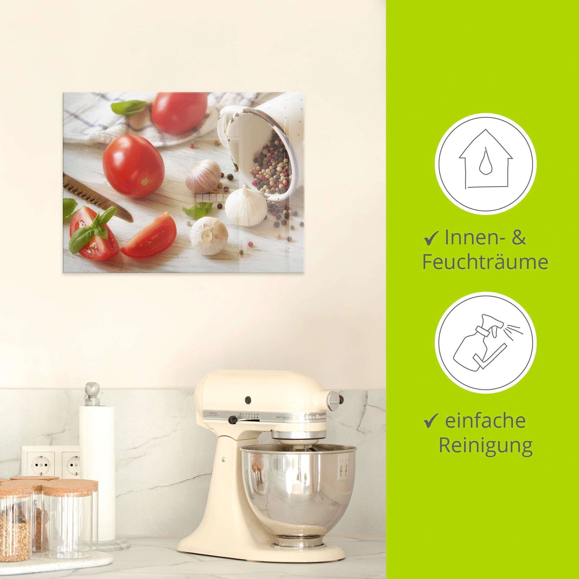 Artland Glasbild »Frische Küche«, Lebensmittel, (1 St.), in verschiedenen Größen