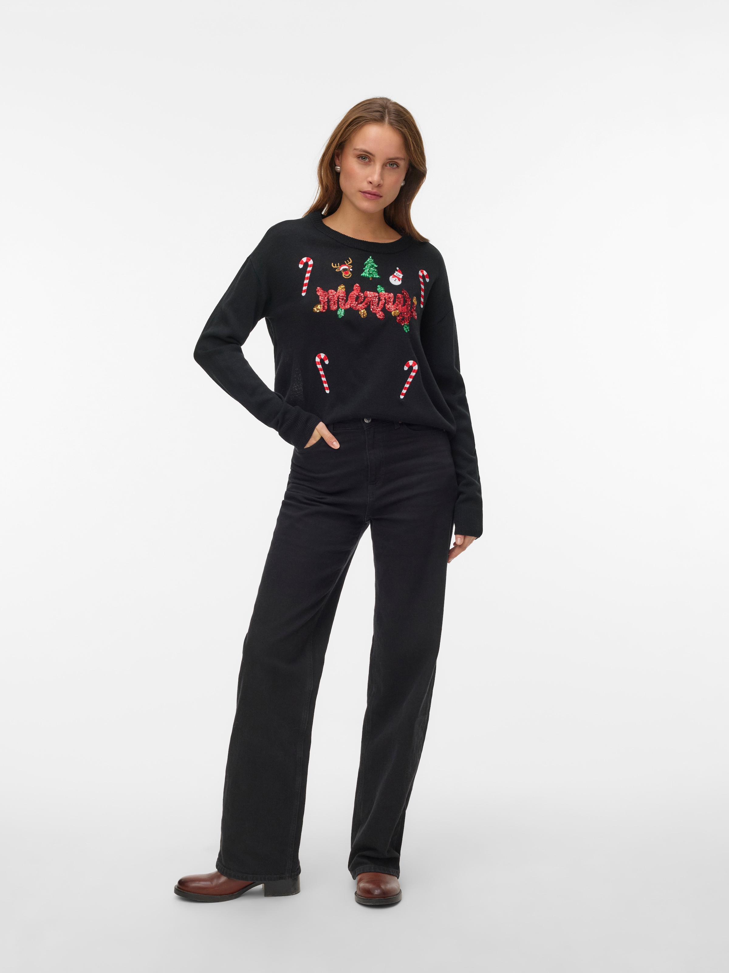 Vero Moda Weihnachtspullover »VMGLITTER LS O-NECK XMAS BOX«