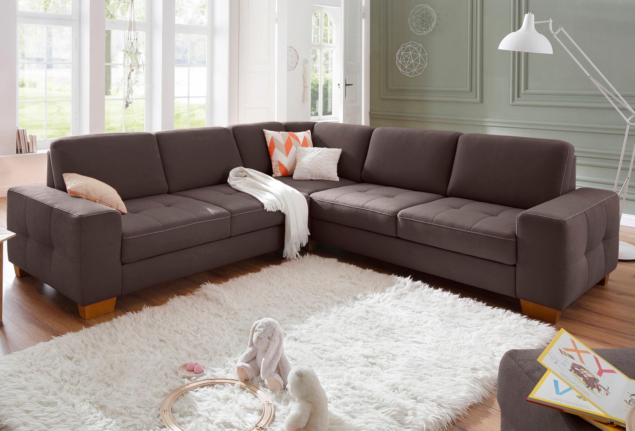 Home affaire Ecksofa »Puccini L-Form«, mit Federkern, Sitztiefenverstellung, Kontrastnaht