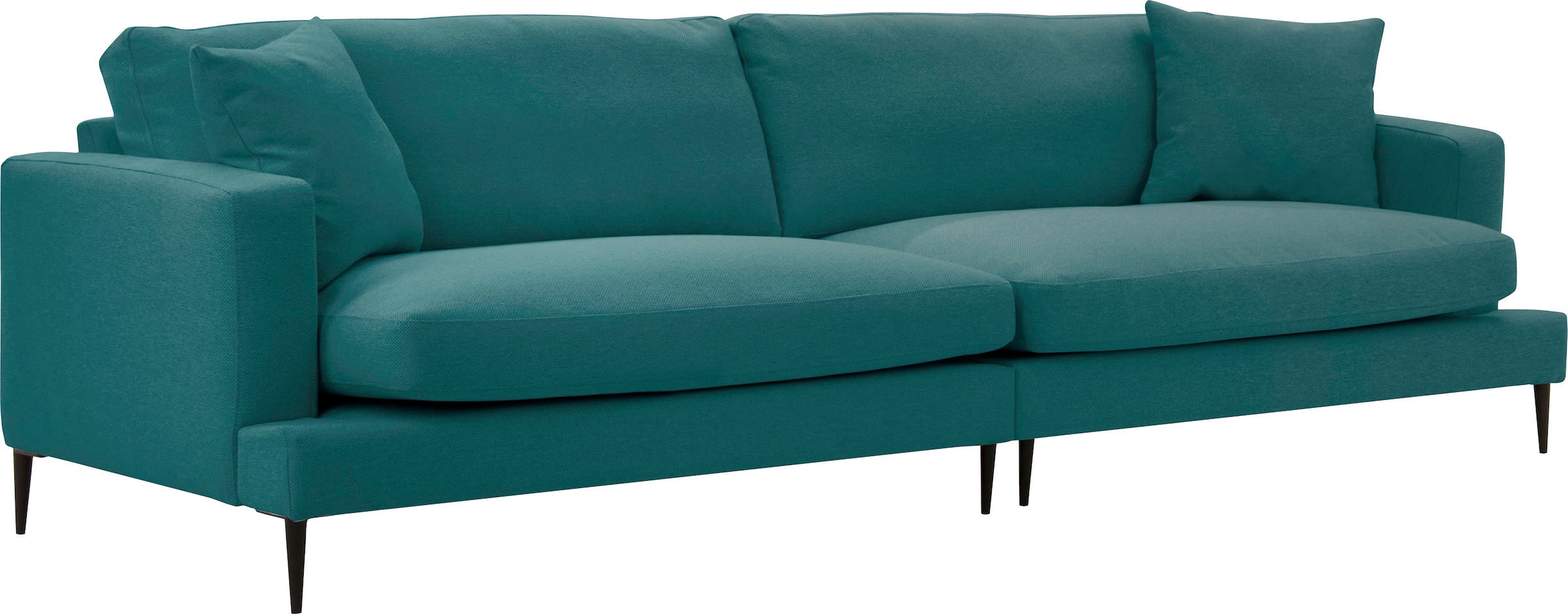 Leonique Big-Sofa »Cozy elegantes Designsofa, Maße B/T/H: 252/97/80 cm«, mit losen Kissen und Metallbeinen