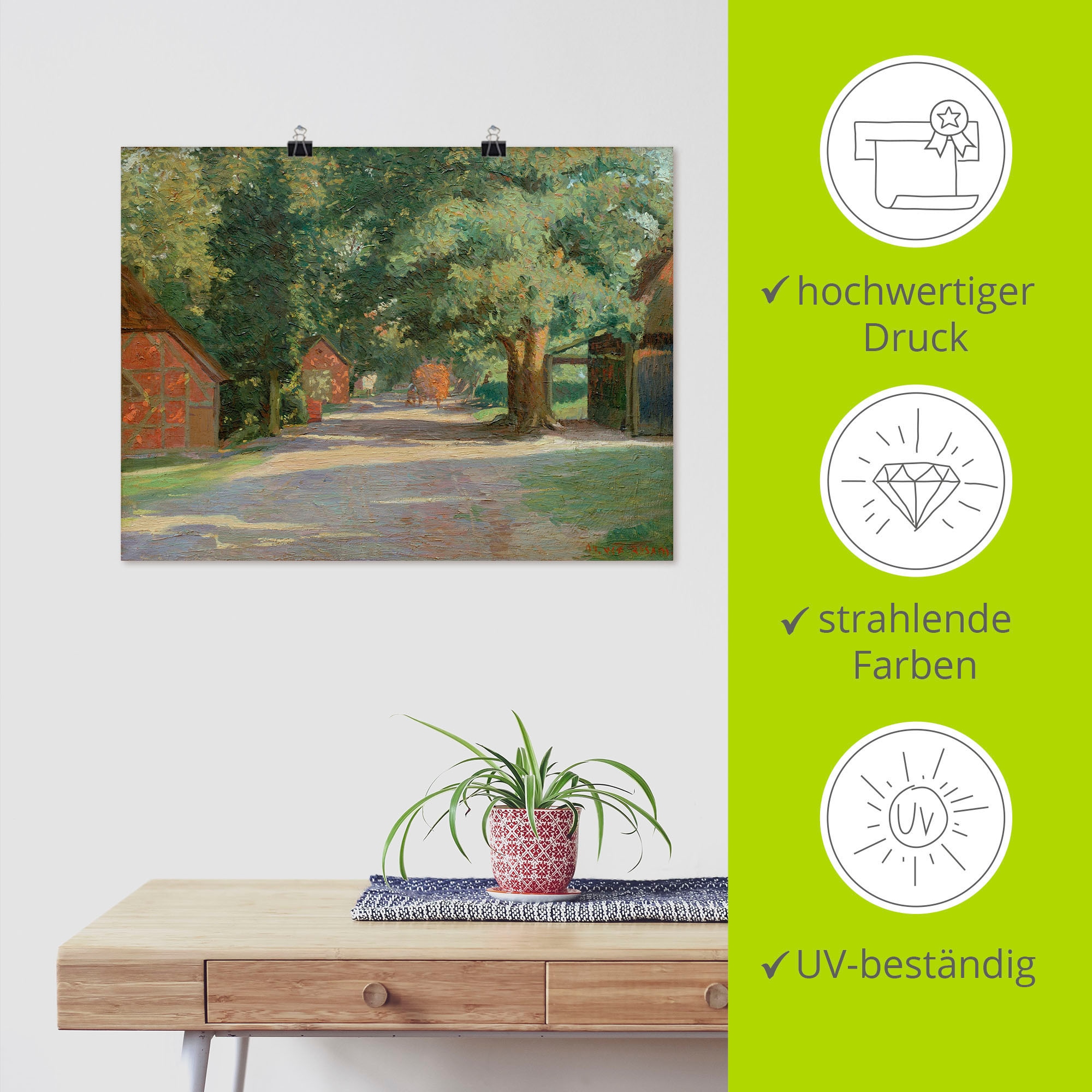 Artland Wandbild »Sommerliche Dorfstraße«, Vier Jahreszeiten Bilder, (1 St.), als Alubild, Leinwandbild, Wandaufkleber oder Poster in versch. Größen