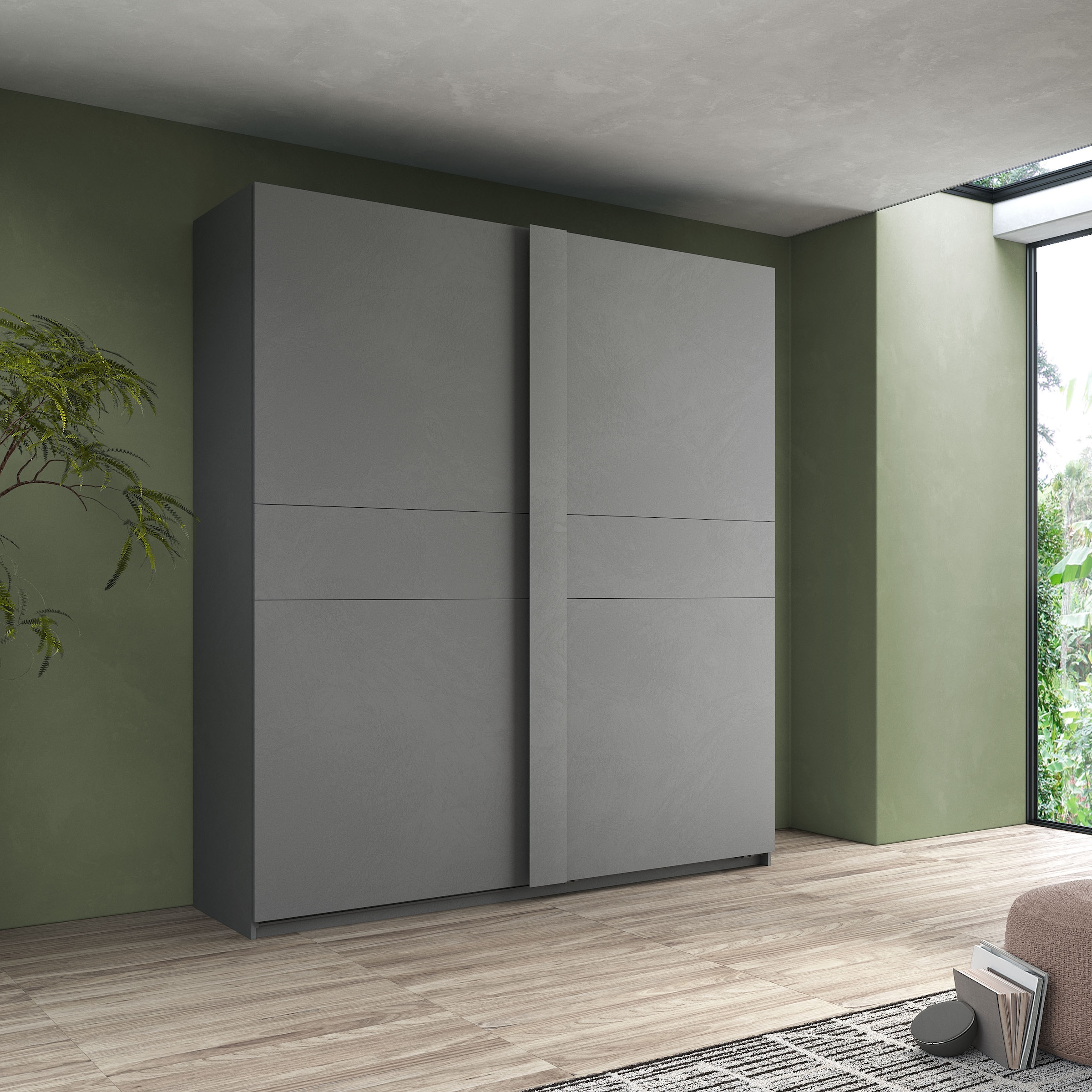 INOSIGN Schwebetürenschrank »Jupiter, Schiebetürenschrank in Steingrau«