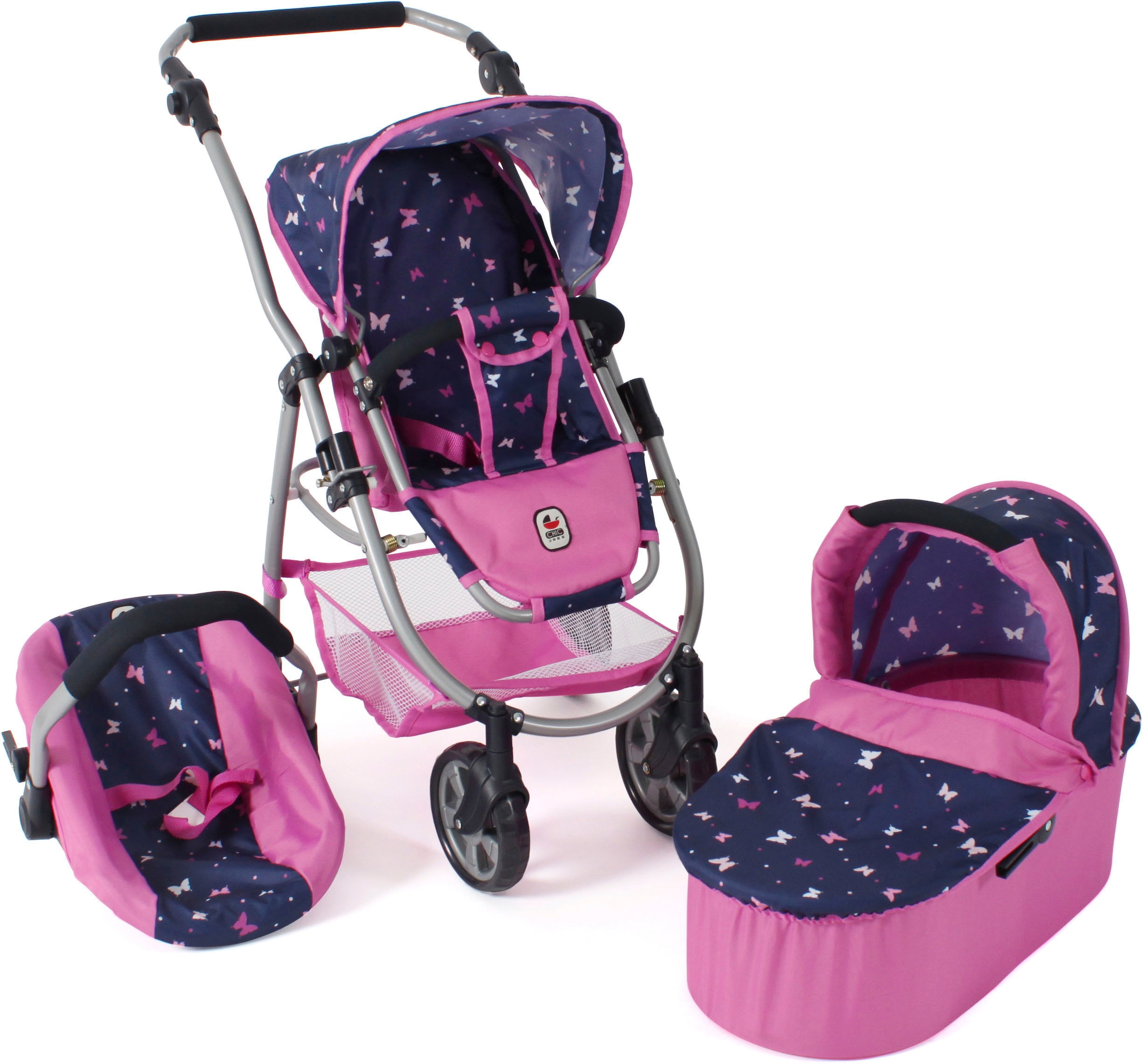 Kombi-Puppenwagen »Emotion 2.0 Butterfly, rosa«, inkl. Babywanne, Sportwagenaufsatz...